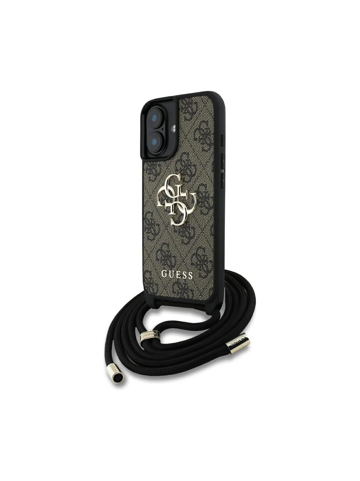GUESS futerał do IPHONE 16 GUHCP16SP4GMGCRW (CBDY PU 4G Big Logo W/Cord Strap) brązowy