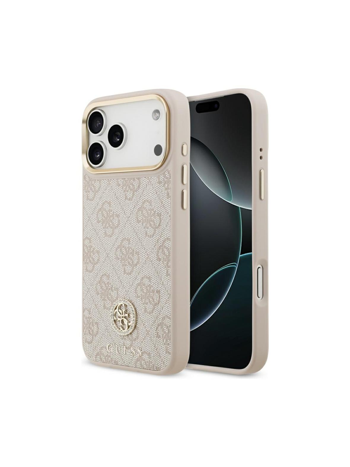 GUESS futerał do IPHONE 17 Pro Max kompatybilny z MagSafe GUHMP17XP4GRMDEP (PU W/ 4G Strass Logo) różowy