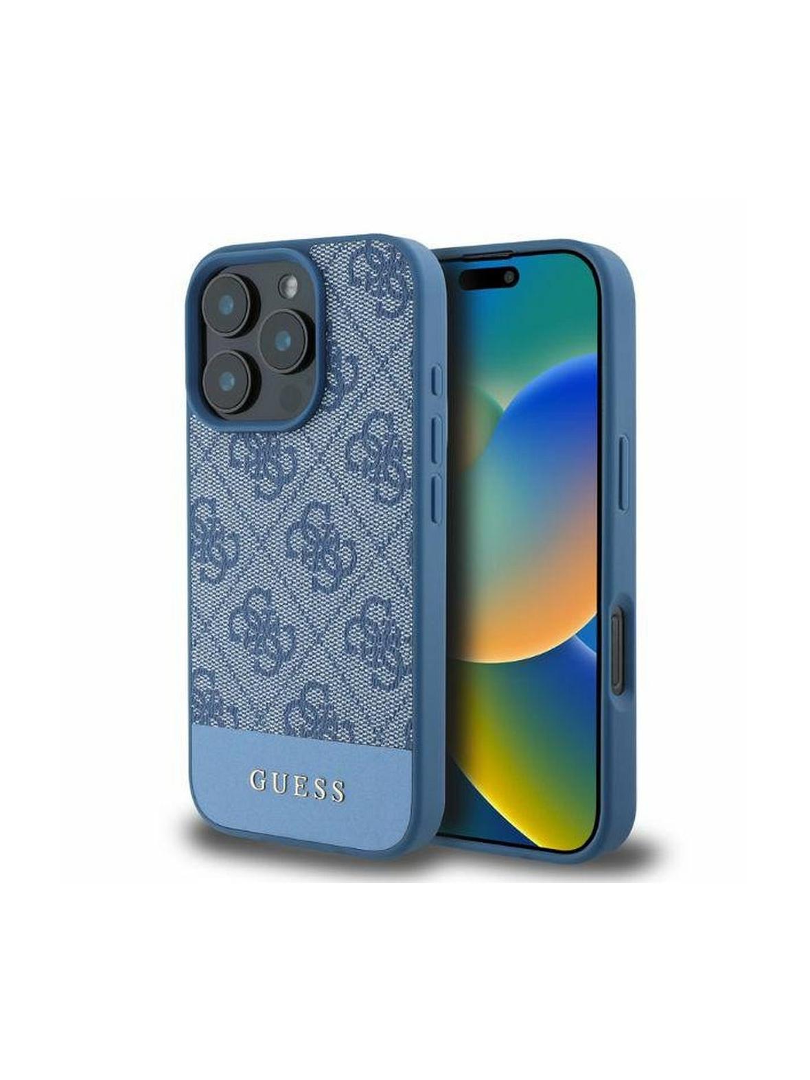 GUESS futerał do IPHONE 16 Pro Max GUHCP16XG4GLBL (4G PU Bottom Stripe) niebieski