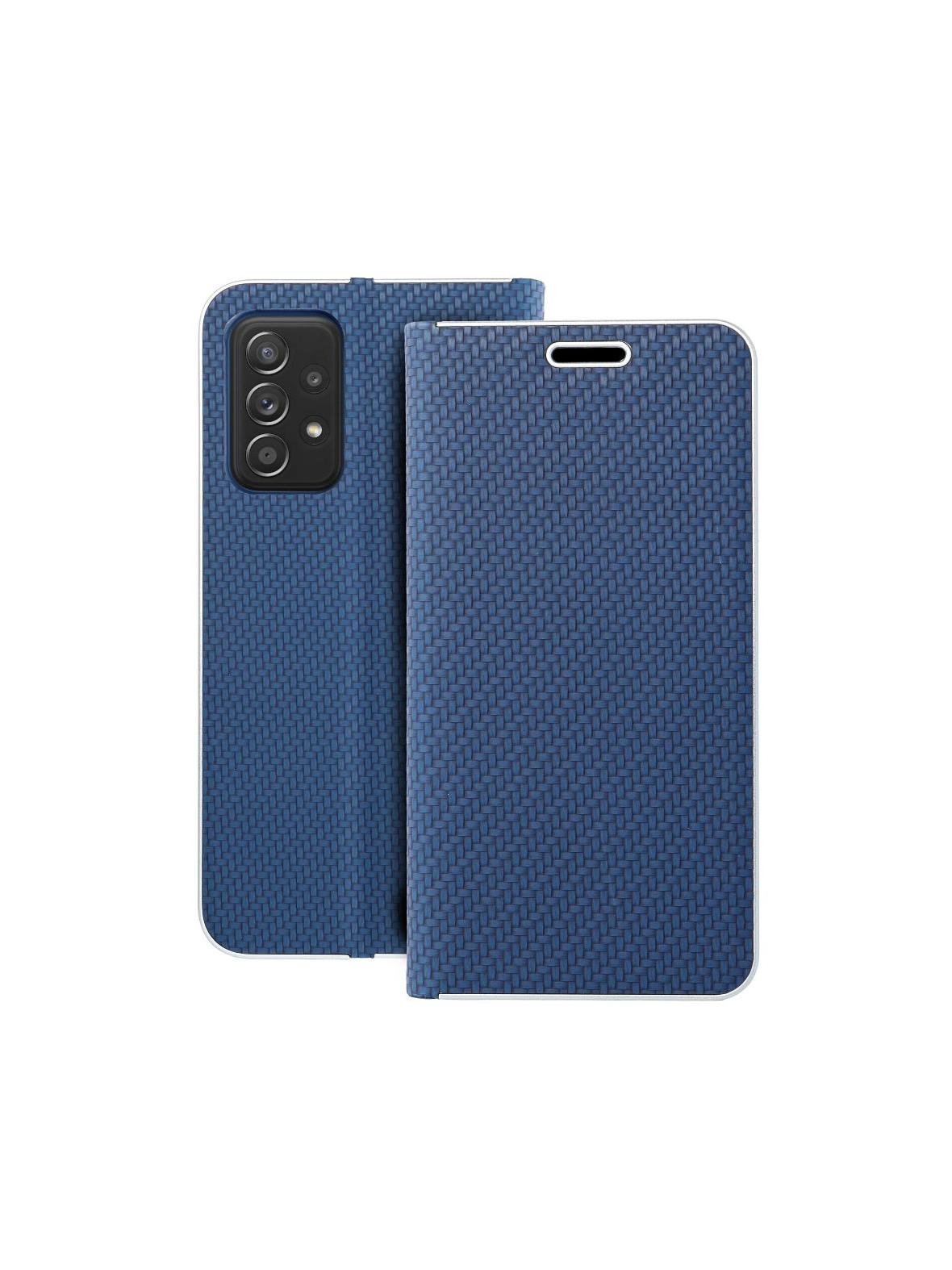 Kabura LUNA Book Carbon do SAMSUNG A52 5G / A52 LTE ( 4G ) / A52s 5G niebieski