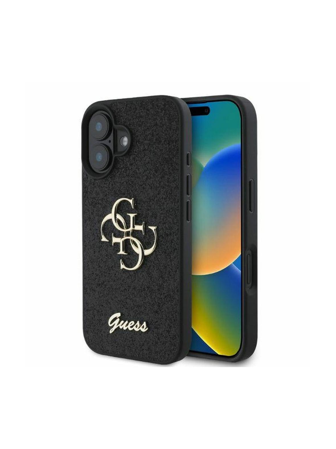 GUESS futerał do IPHONE 16 GUHCP16SHG4SGK (Fixed Glitter Big 4G) czarny