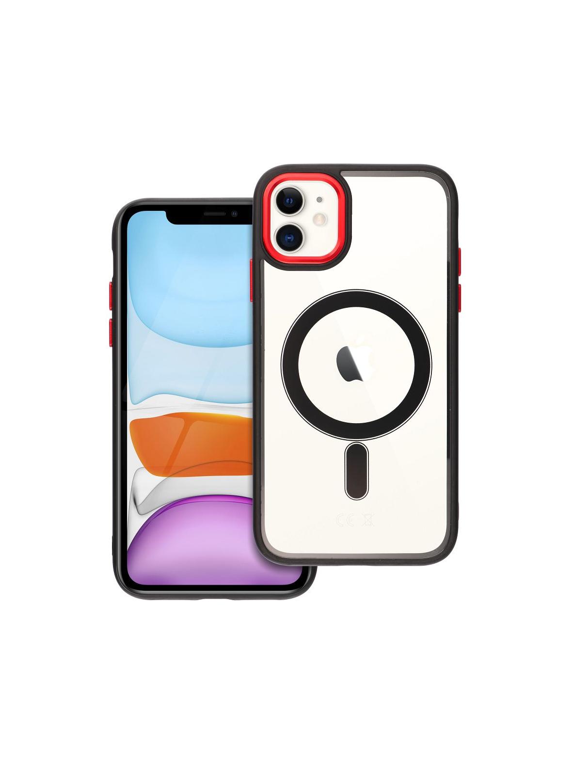 Futerał COLOR EDGE MAG COVER kompatybilny z MagSafe do IPHONE 11 czarno czerwony