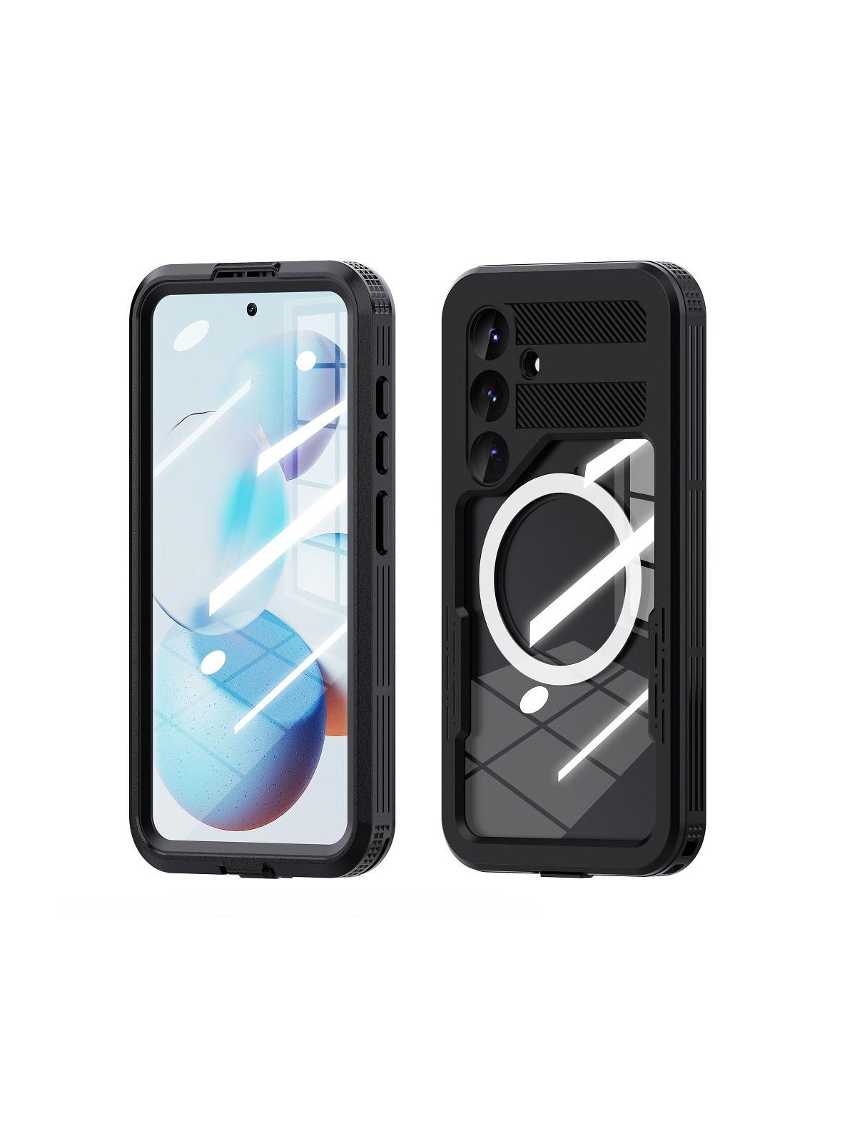 Futerał wodoodporny SHELLBOX MARS z metalowym ringiem do SAMSUNG S25 czarny