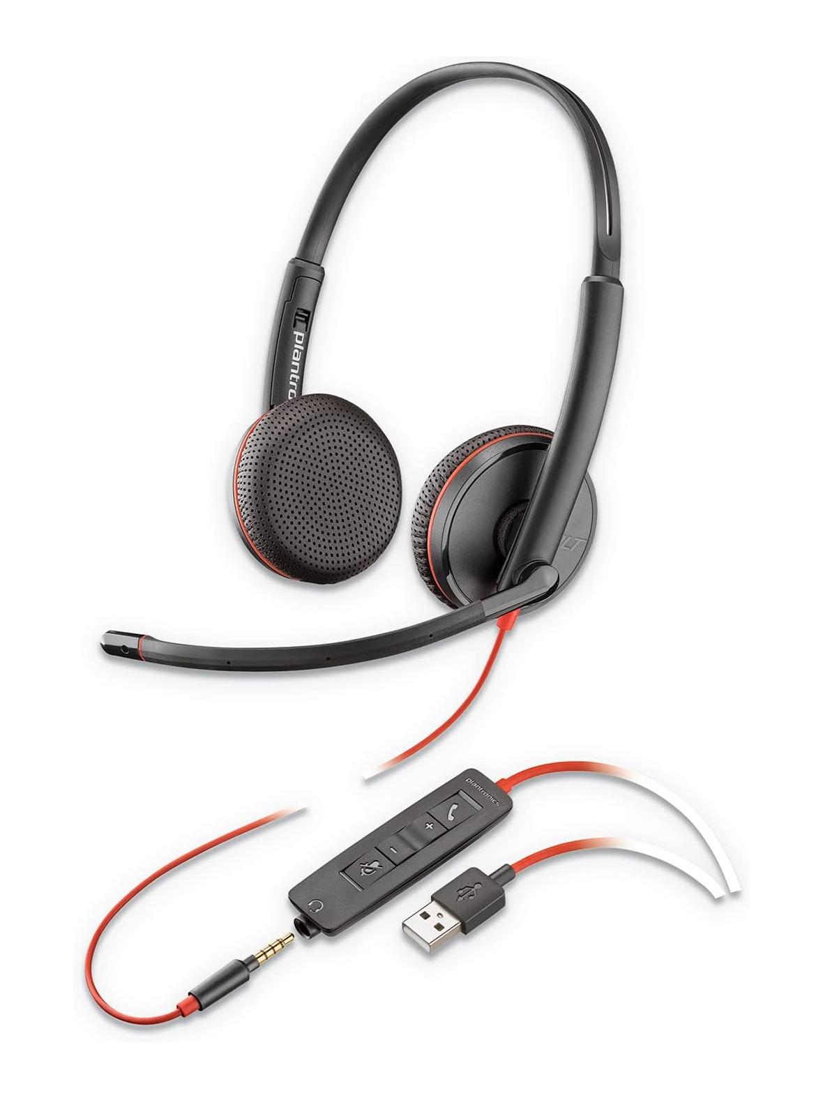 Słuchawki przewodowe nauszne Jack 3,5 mm / USB A Poly Blackwire C3225 czarne