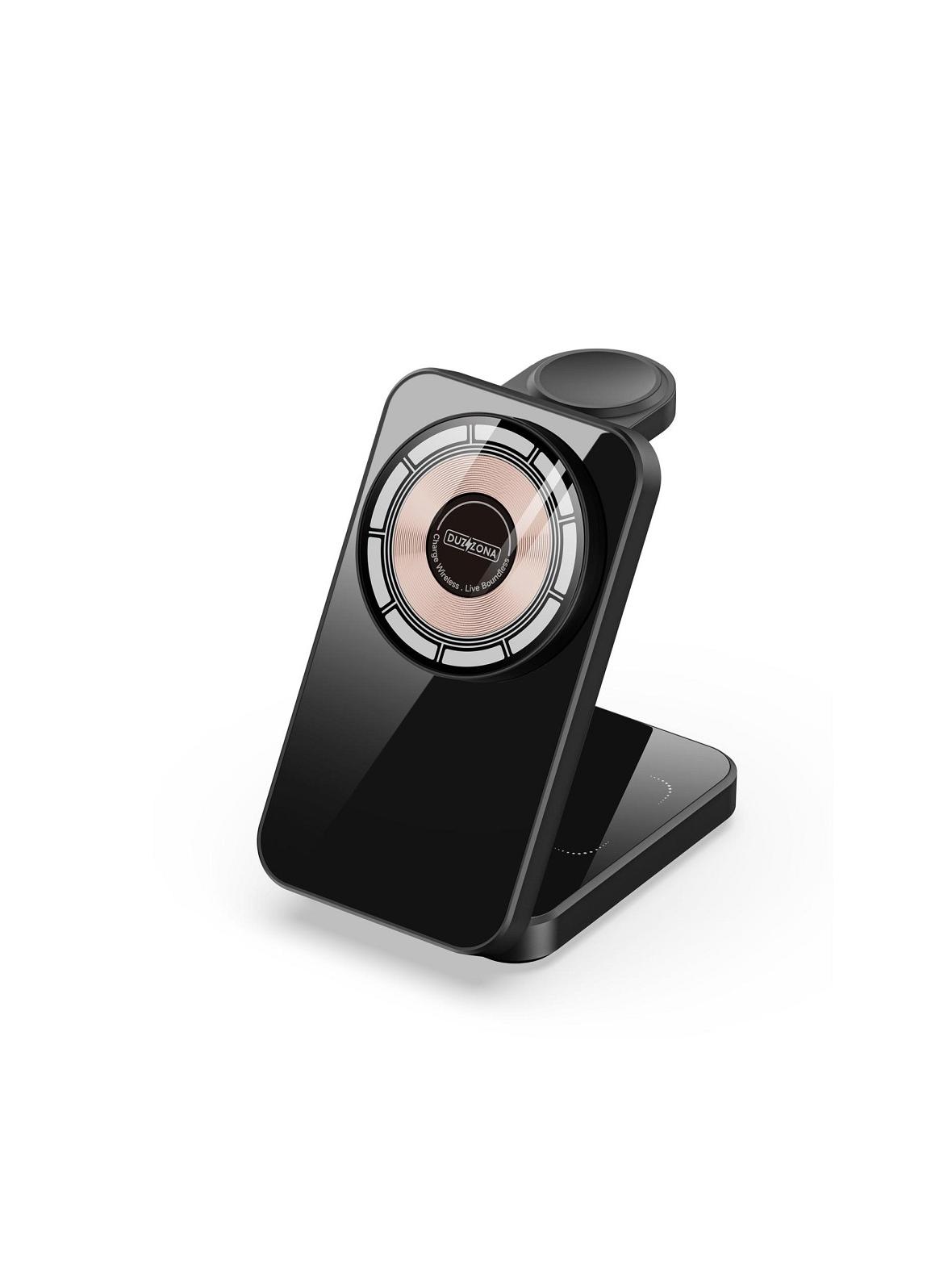 DUZZONA W17 - ładowarka indukcyjna składana 3w1 kompatybilna z MagSafe 15W czarna