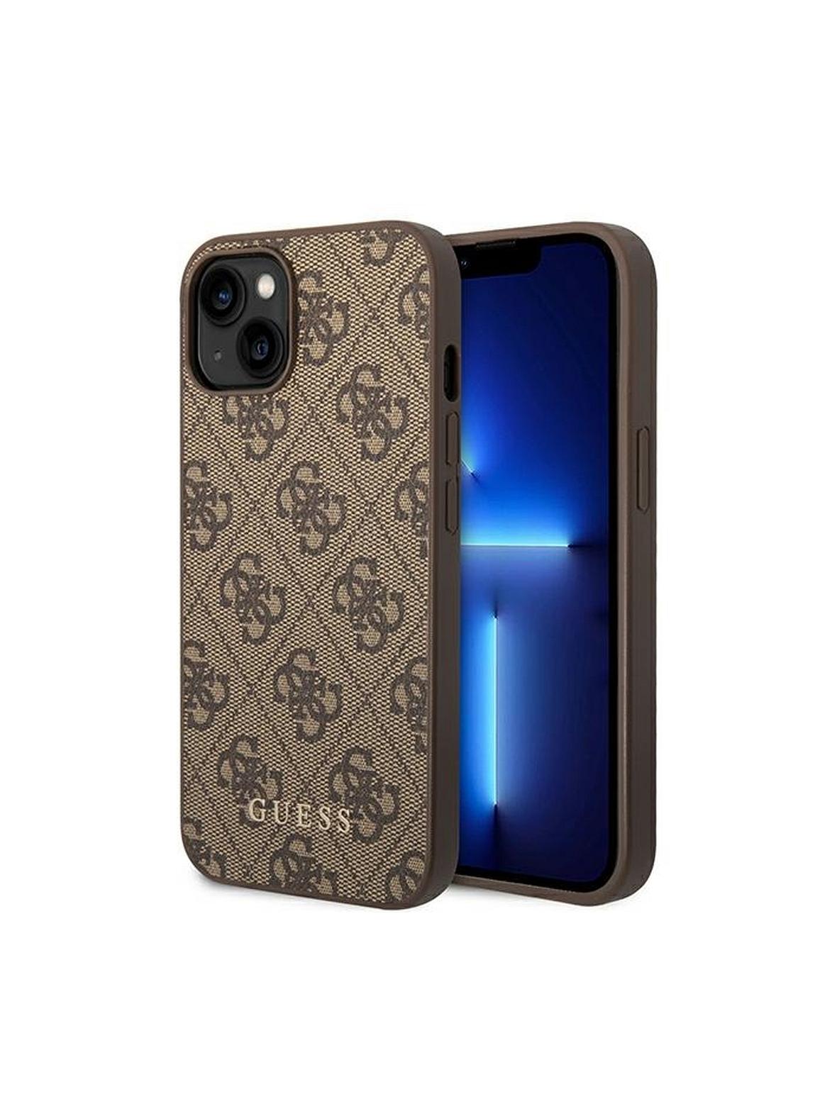 GUESS futerał do IPHONE 14 Plus GUHCP14MG4GFBR (4G Gold Logo) brązowy