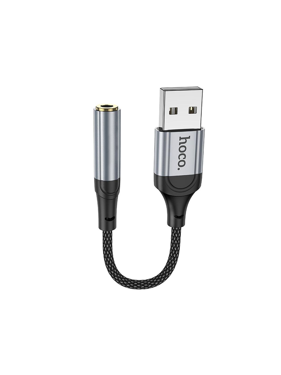 Adapter AUX USB A do Jack 3,5 mm Hoco 0,12 m LS36 czarny