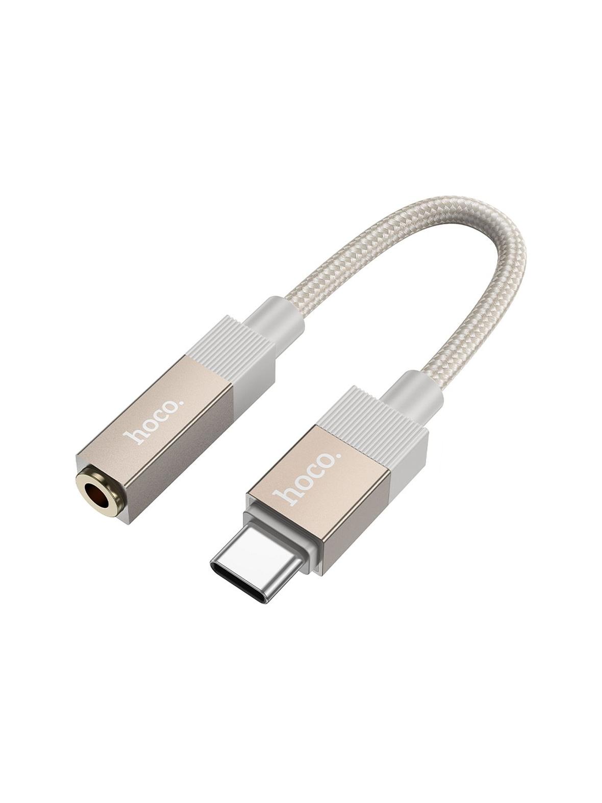 Adapter AUX USB C (męski) do Jack 3,5 mm (żeński) Hoco UPA32C złoty