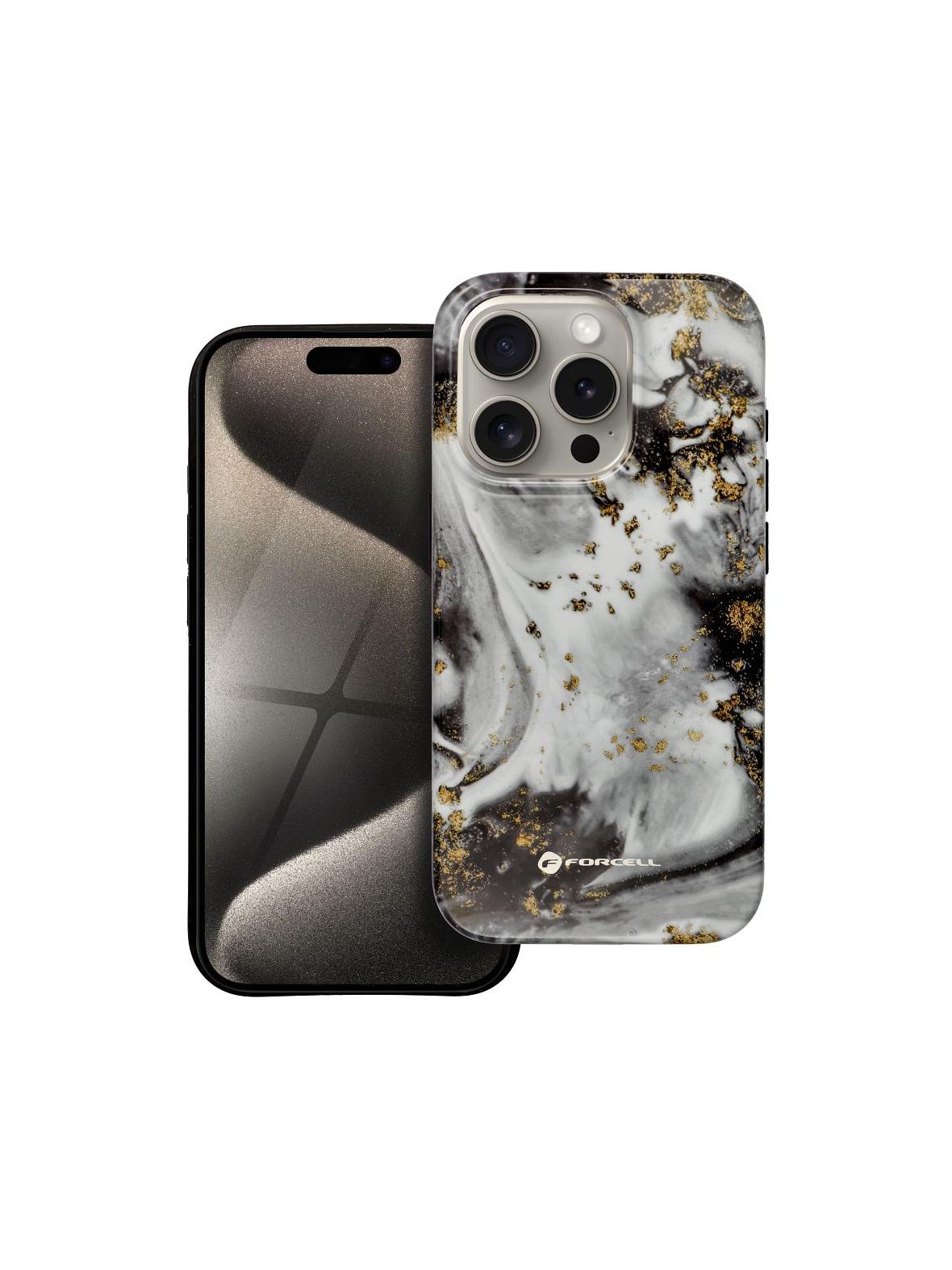 Etui na iPhone 15 PRO Forcell F-Protect Mirage zgodny z MagSafe Military Drop-Test silver fog