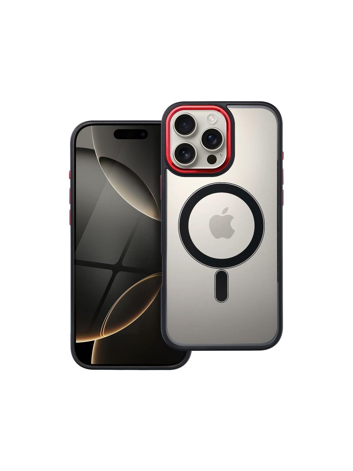 Futerał do iPhone 16 PRO MAX Color Edge Mag Cover zgodny z MagSafe czarno czerwony