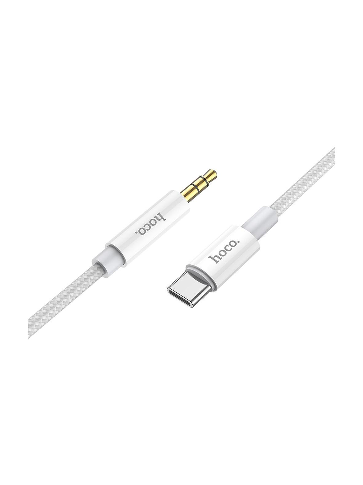 Kabel AUX Jack 3,5 mm do USB C Hoco 1 m UPA19 srebrny