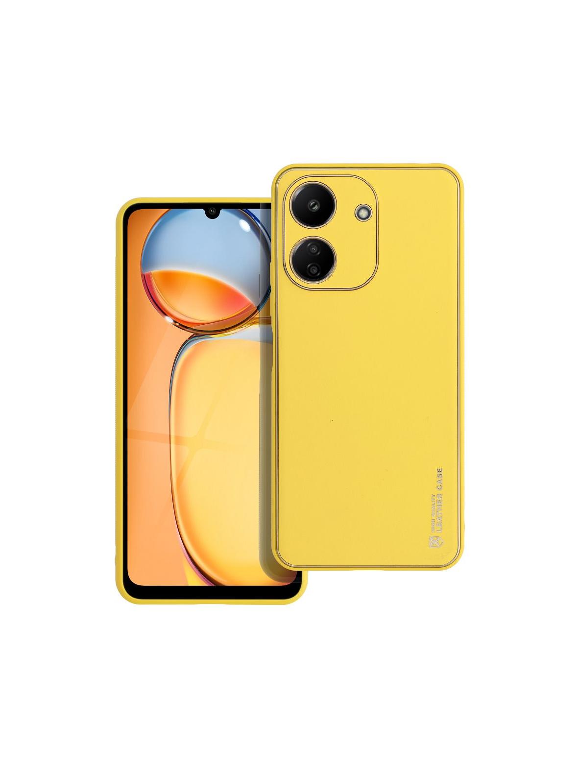 Futerał LEATHER CASE skórzany do XIAOMI Redmi 13C / POCO C65 żółty