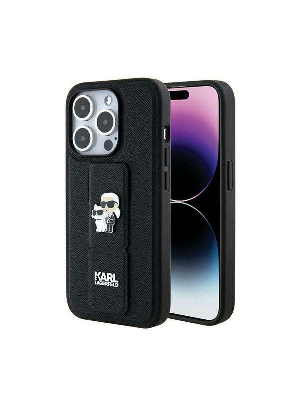 KARL LAGERFELD futerał do IPHONE 13 Pro Max KLHCP13XGSAKCPK (Gripstand Saffiano KC PIN) czarny