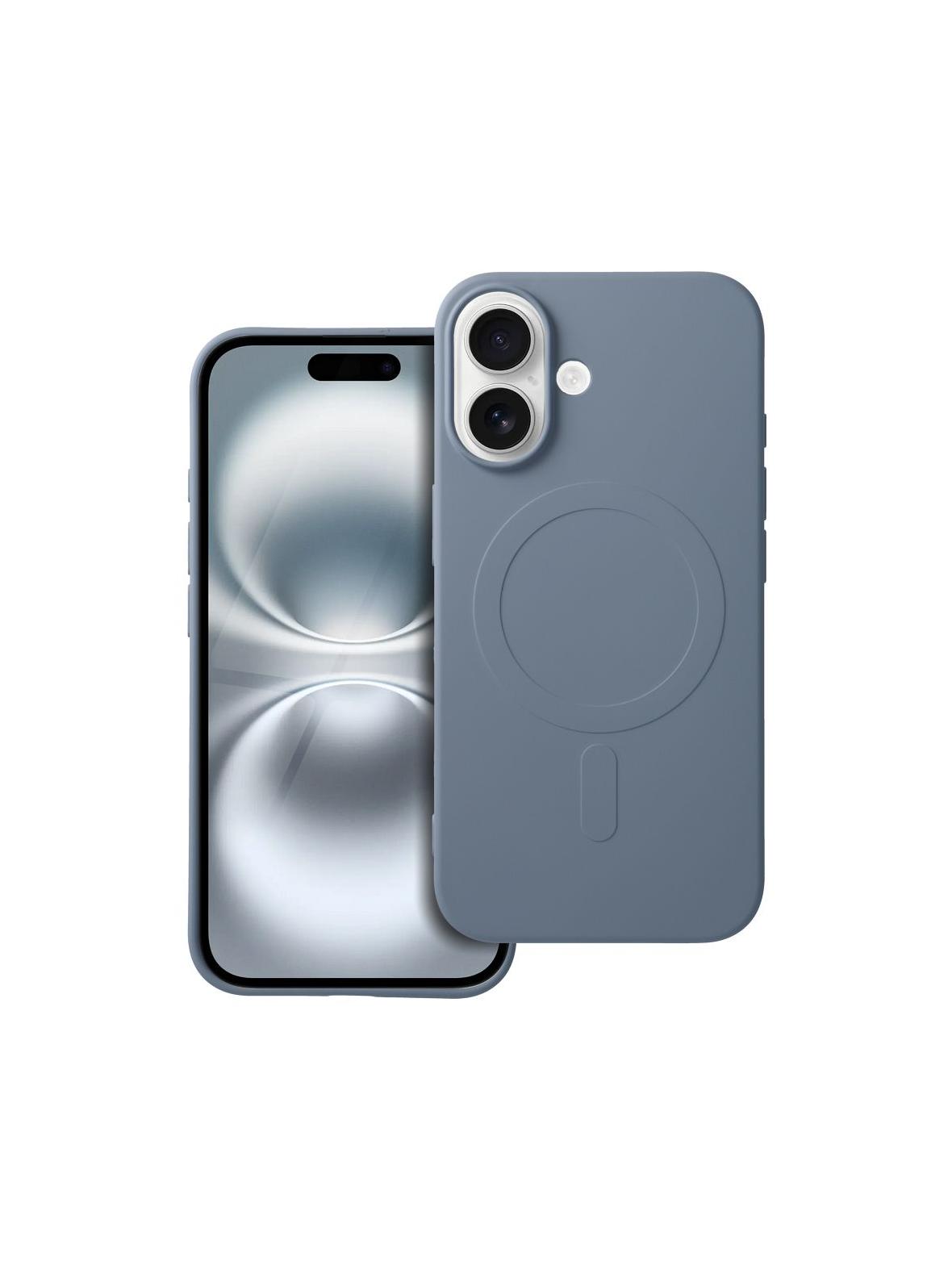 Futerał SILICONE MAG COVER (big hole) kompatybilny z MagSafe do IPHONE 16 jasny niebieski