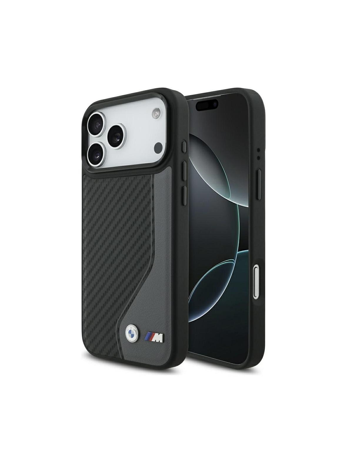 BMW futerał do IPHONE 17 Pro Max kompatybilny z MagSafe BMHMP17X25PCCSCAK (PU Carbon Logo) anthracite