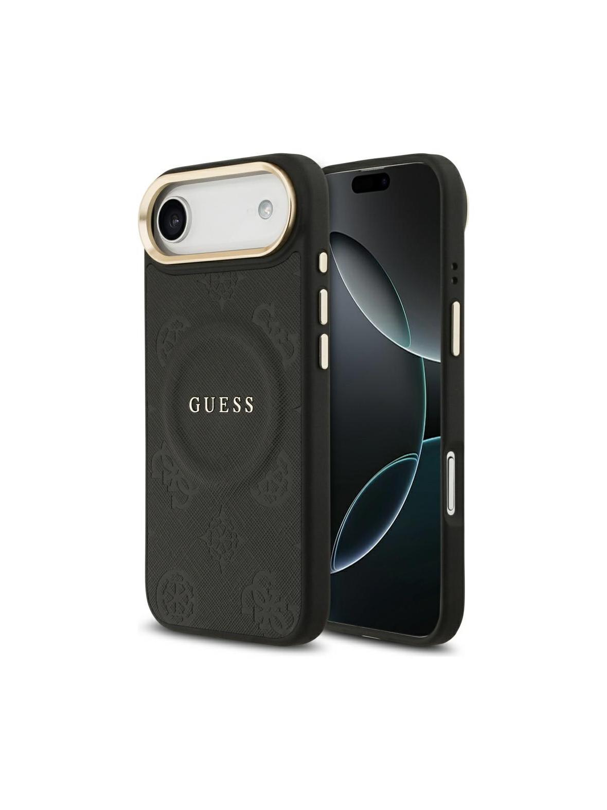 GUESS futerał do IPHONE 17 Air kompatybilny z MagSafe GUHMP17MPSAMSECK (PU W/ Peony Hot Stamp) czarny