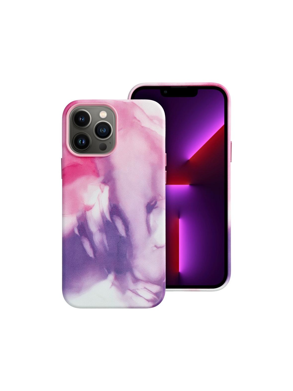 Futerał LEATHER MAG COVER kompatybilny z MagSafe do IPHONE 13 Pro Max purple splash