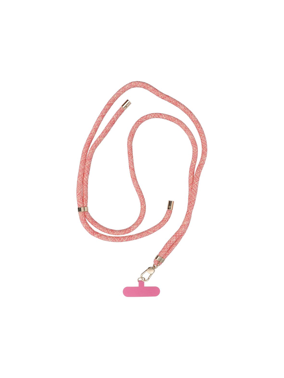 Smycz do telefonu, Zawieszka do telefonu - SWING (8mm) z regulacją długości / długość sznura 165cm (max 82,5cm w pętli) / na ramię lub szyję - różowo biały