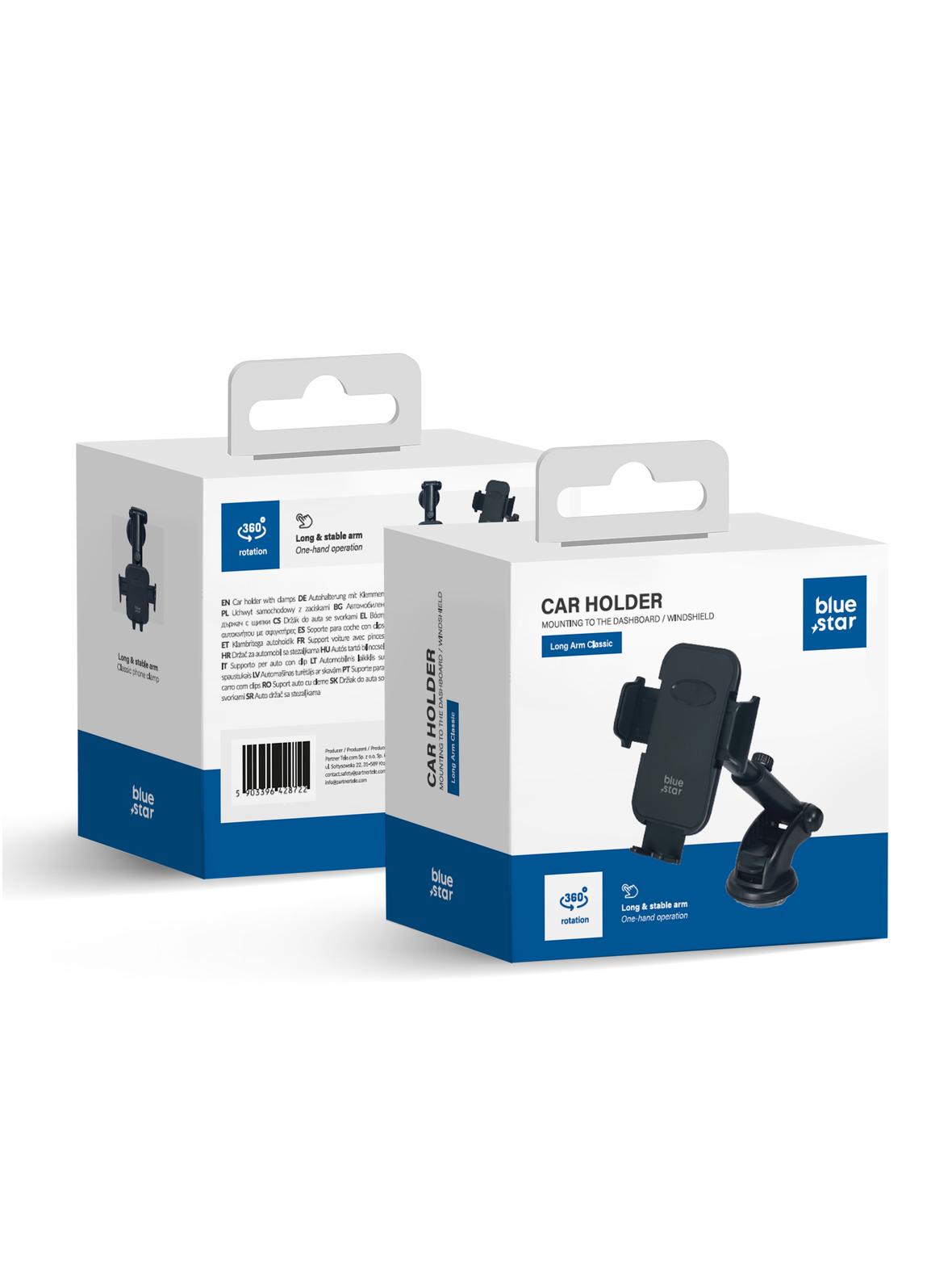 Uchwyt samochodowy do szyby BLUE STAR Long Arm Classic (18 -23cm) czarny