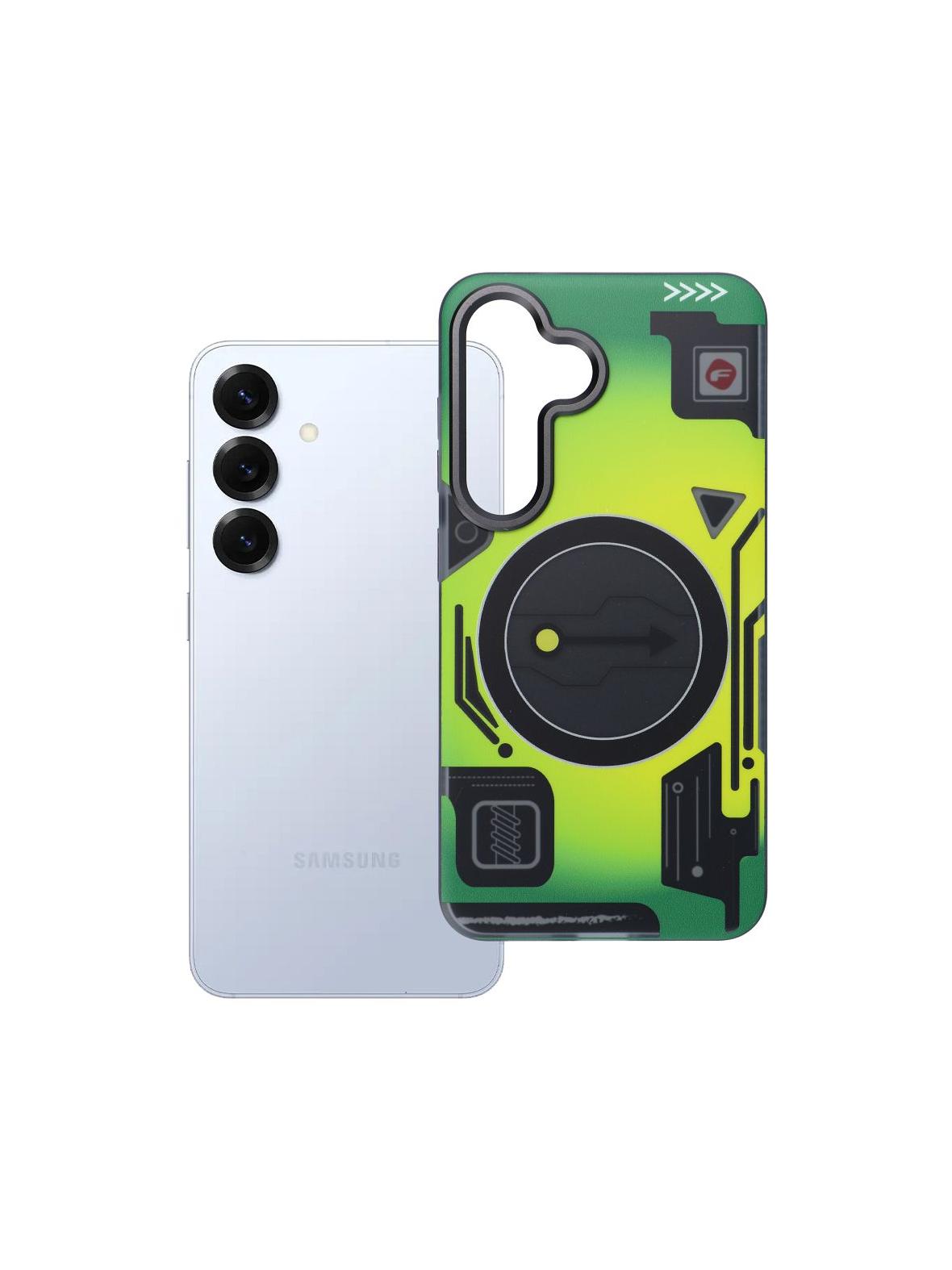 Etui na Samsung S25 Forcell F-Protect Levels Dual Layer 4D technology zgodny z MagSafe Military Drop-Test cyber green