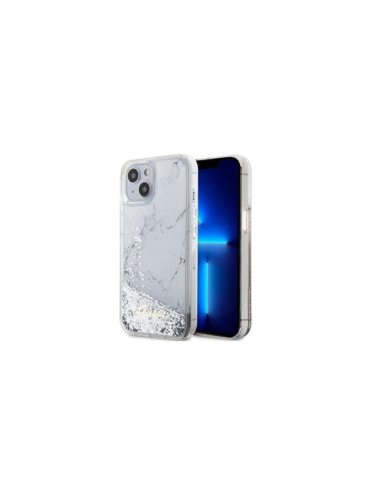 GUESS futerał do IPHONE 13 / 14 / 15 GUHCP14SLCSGSGH (Liquid Glitter Marble) biały