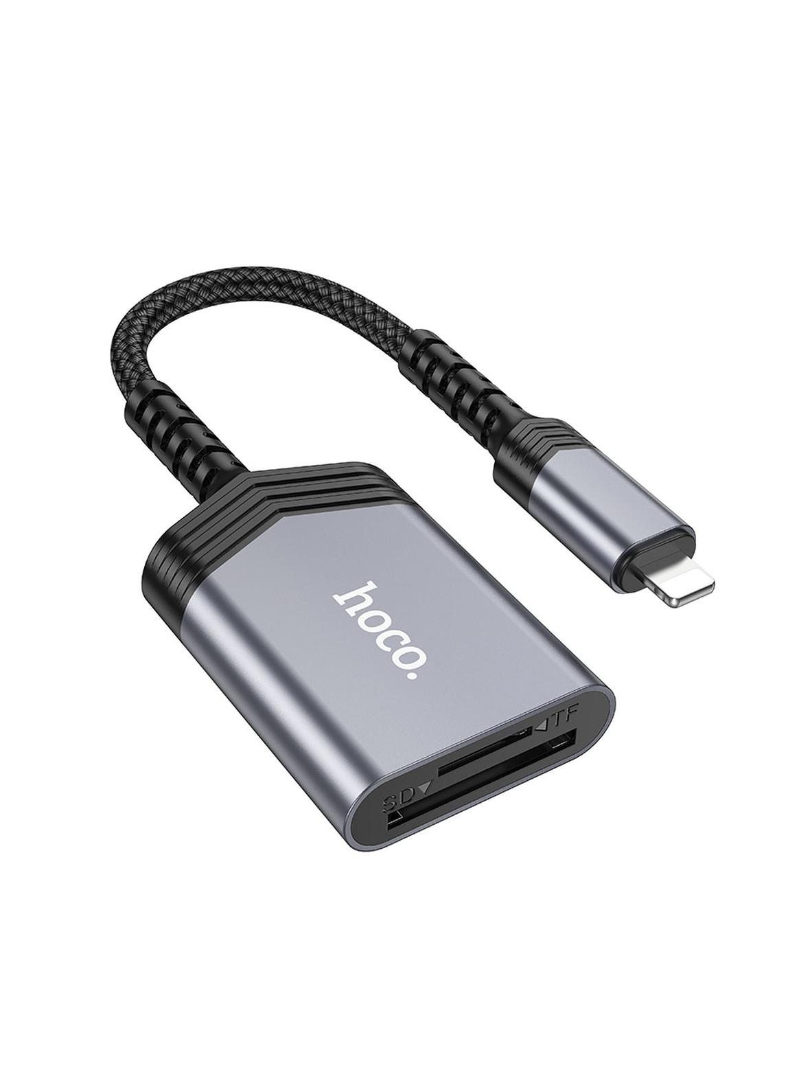 Czytnik kart SD / TF Hoco Lightning UA25 szary