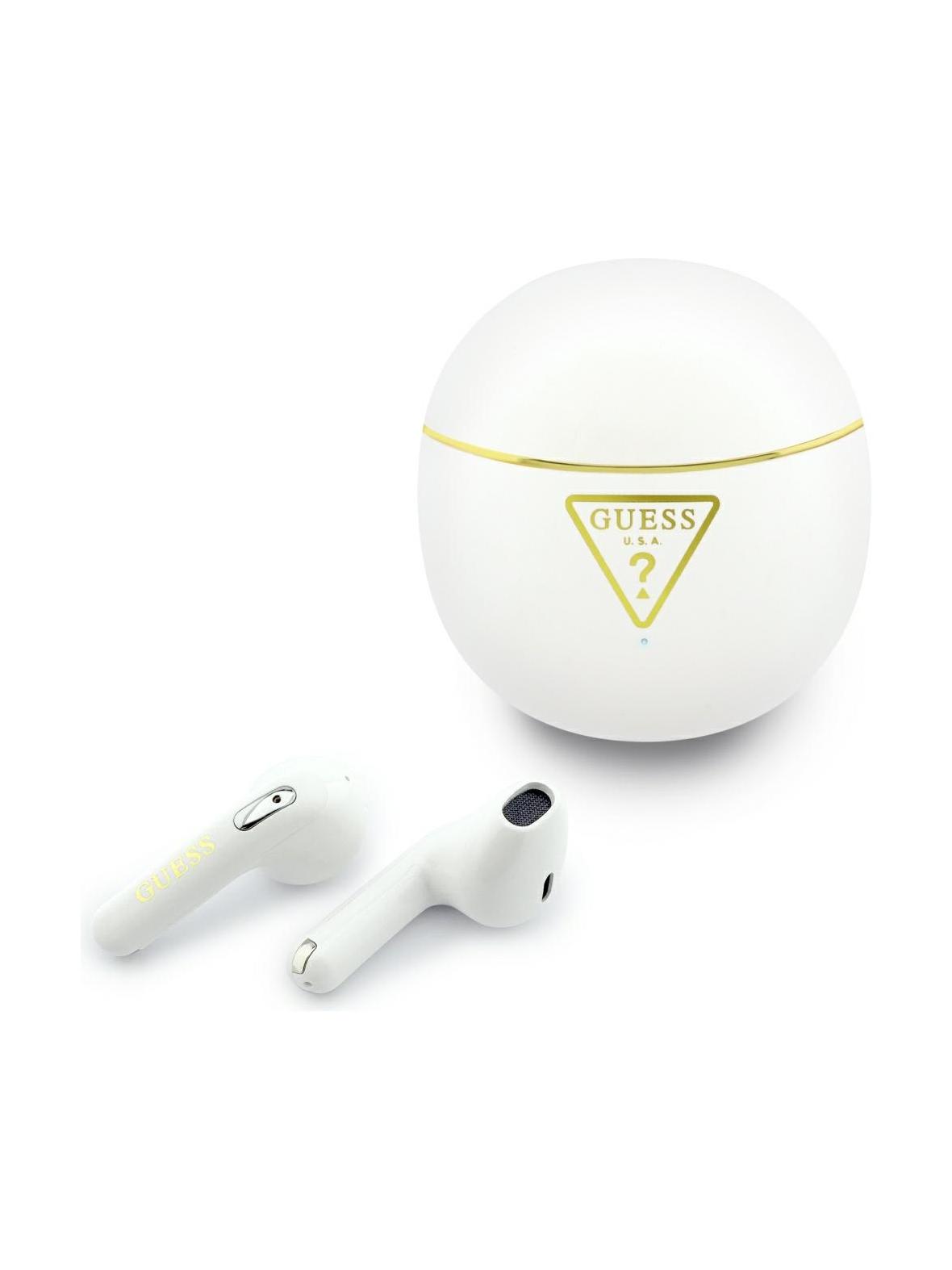 Słuchawki bezprzewodowe douszne Guess TWS GUTWSA15HETH (Small Round Script Print) białe