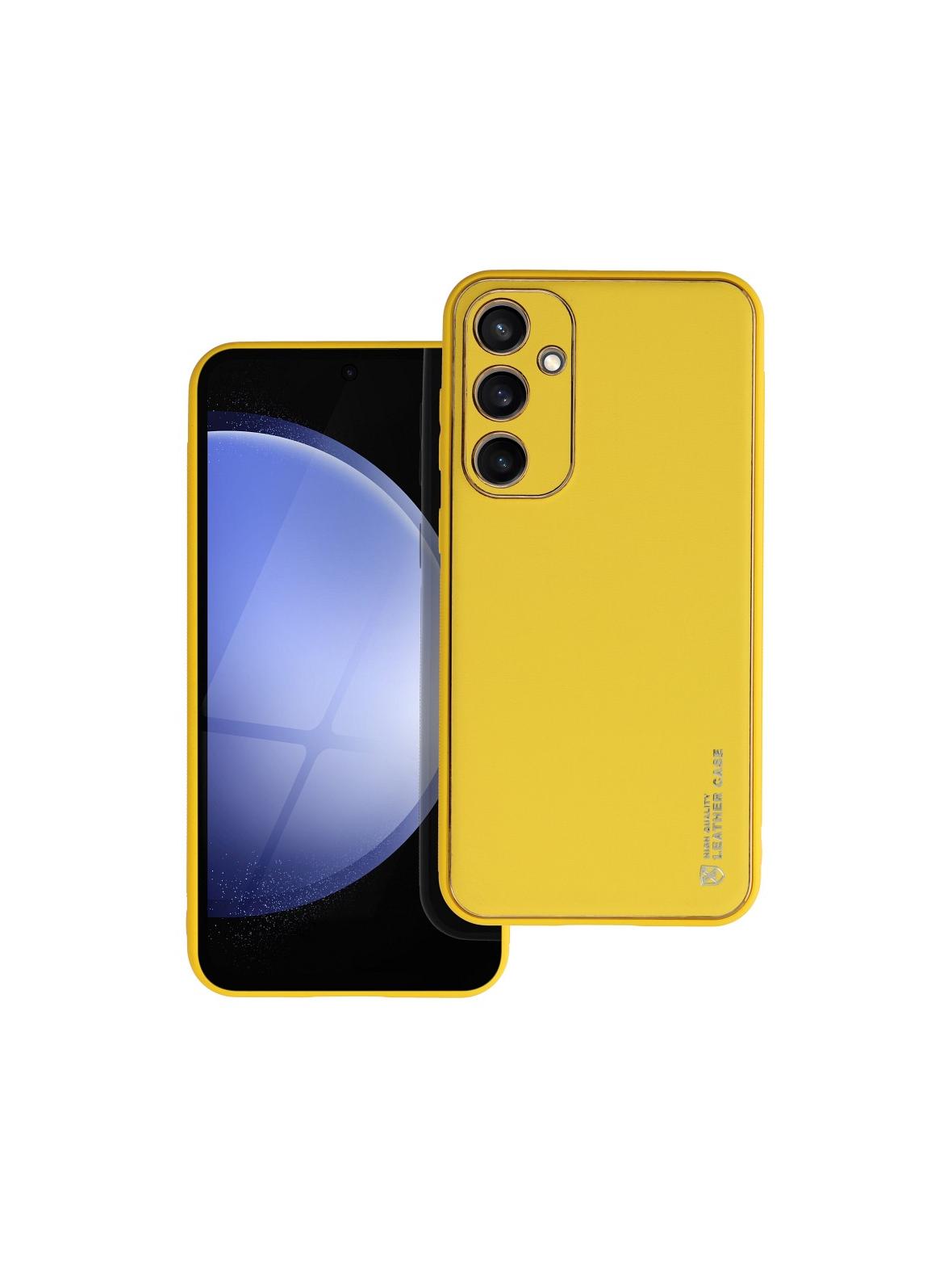 Futerał LEATHER CASE skórzany do SAMSUNG S23 FE żółty