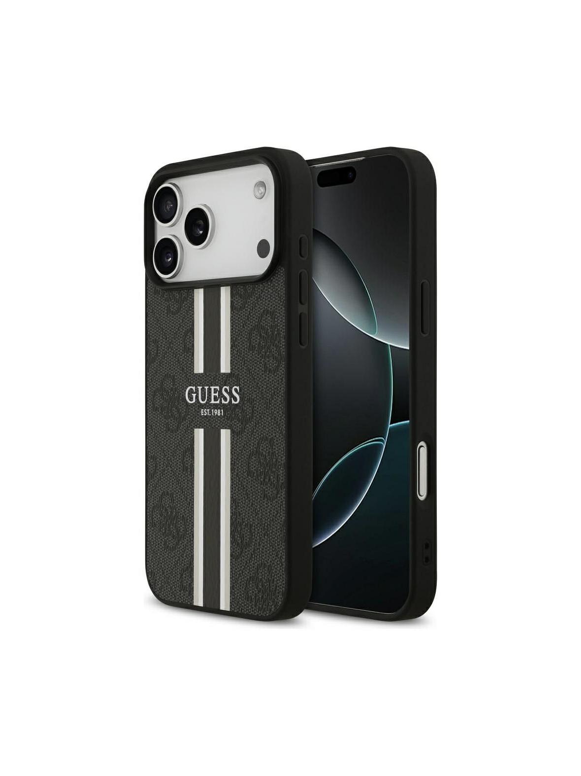 GUESS futerał do IPHONE 17 Pro Max kompatybilny z MagSafe GUHMP17XP4RPSK (4G Printed Stripes) czarny