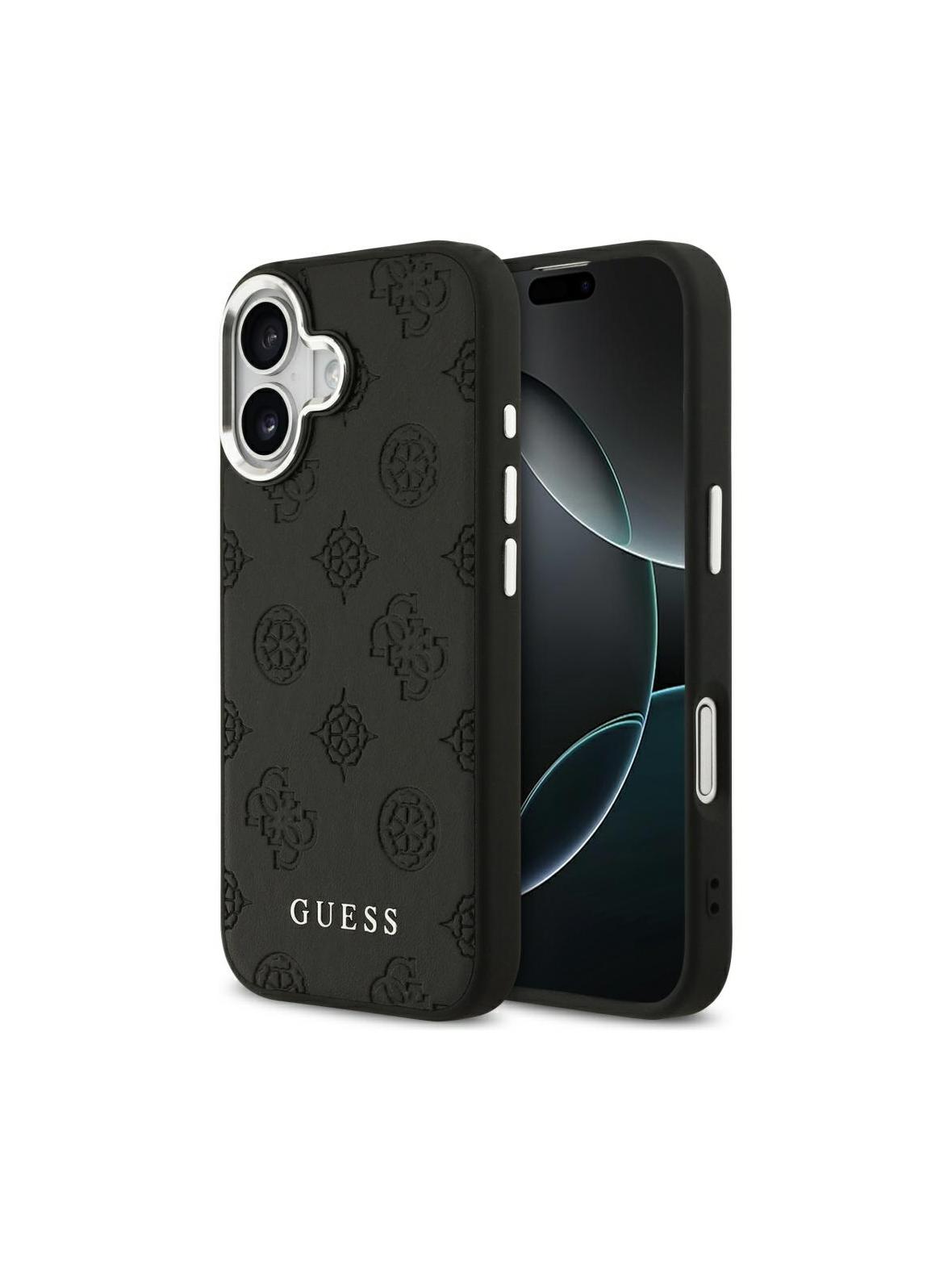 GUESS futerał do IPHONE 17 kompatybilny z MagSafe GUHMP17XPSPOSSSK (PU W/ Peony Hot Stamp Script) czarny