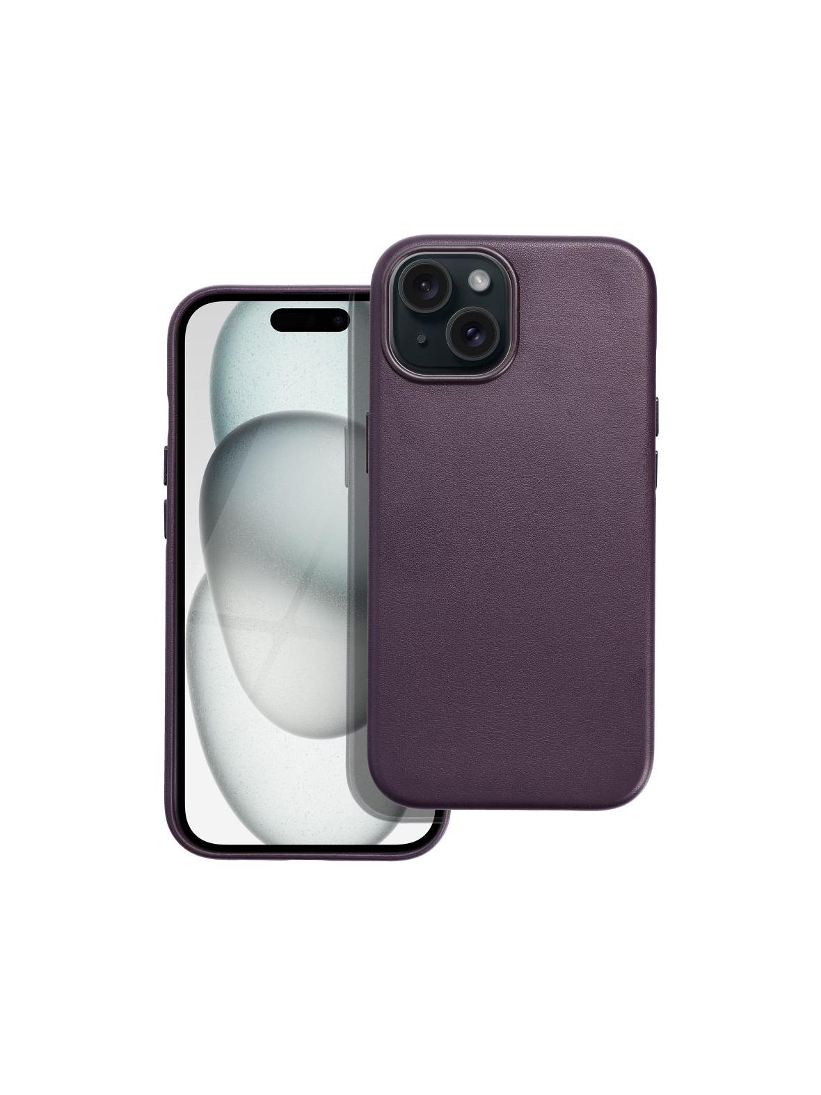 Futerał LEATHER MAG COVER kompatybilny z MagSafe do IPHONE 15 ciemny fioletowy