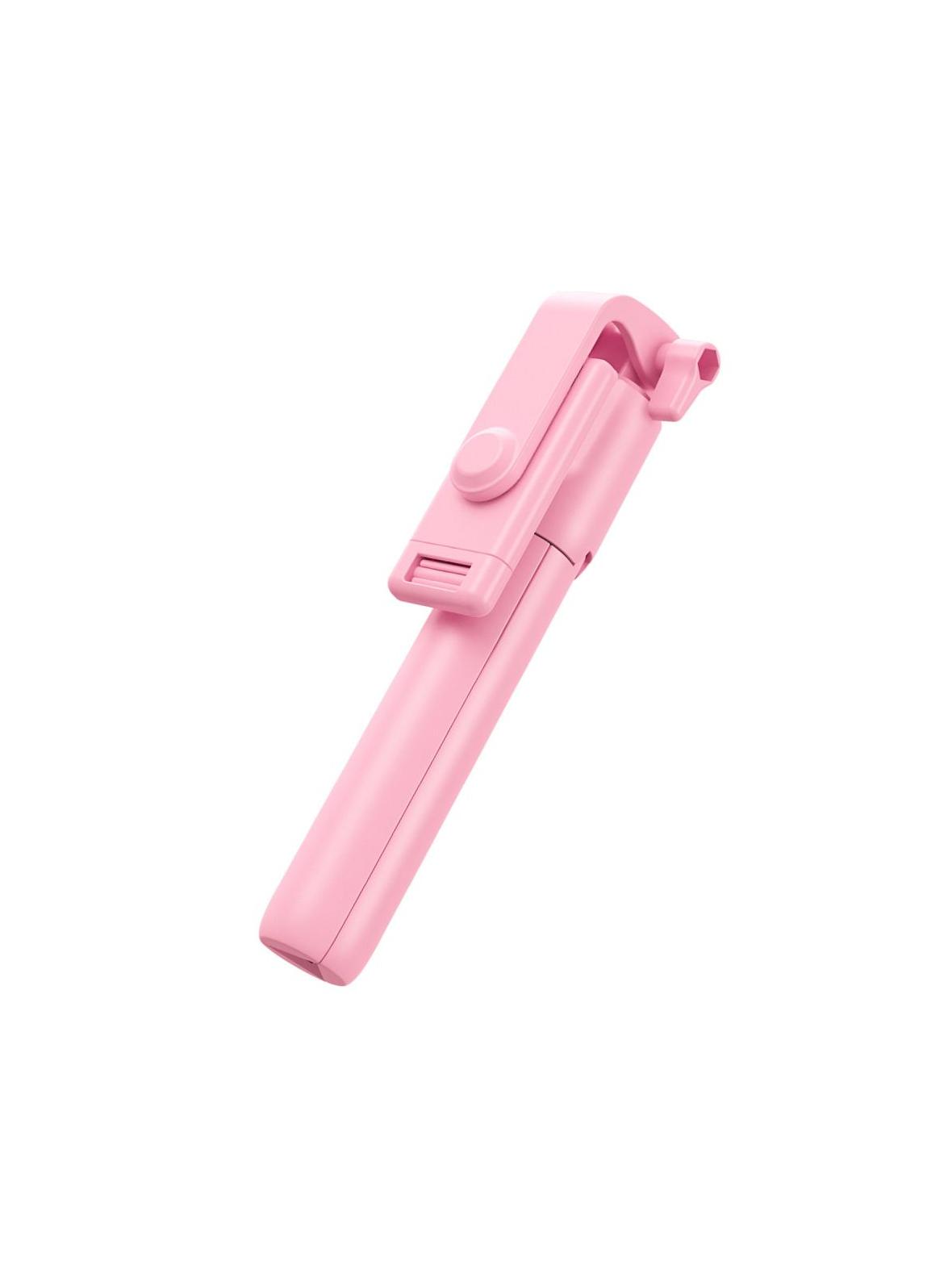 Uchwyt selfie z pilotem bezprzewodowym tripod R1 różowy