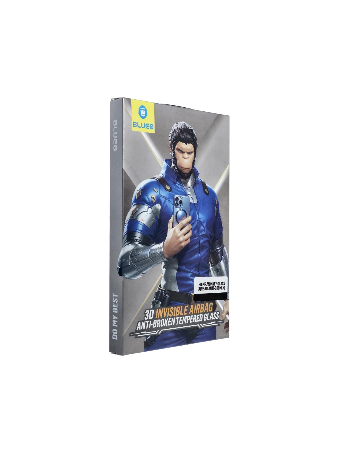 Szkło Hartowane 5D Mr. Monkey Glass - Apple iPhone 16 czarny (Airbag Anti-broken)