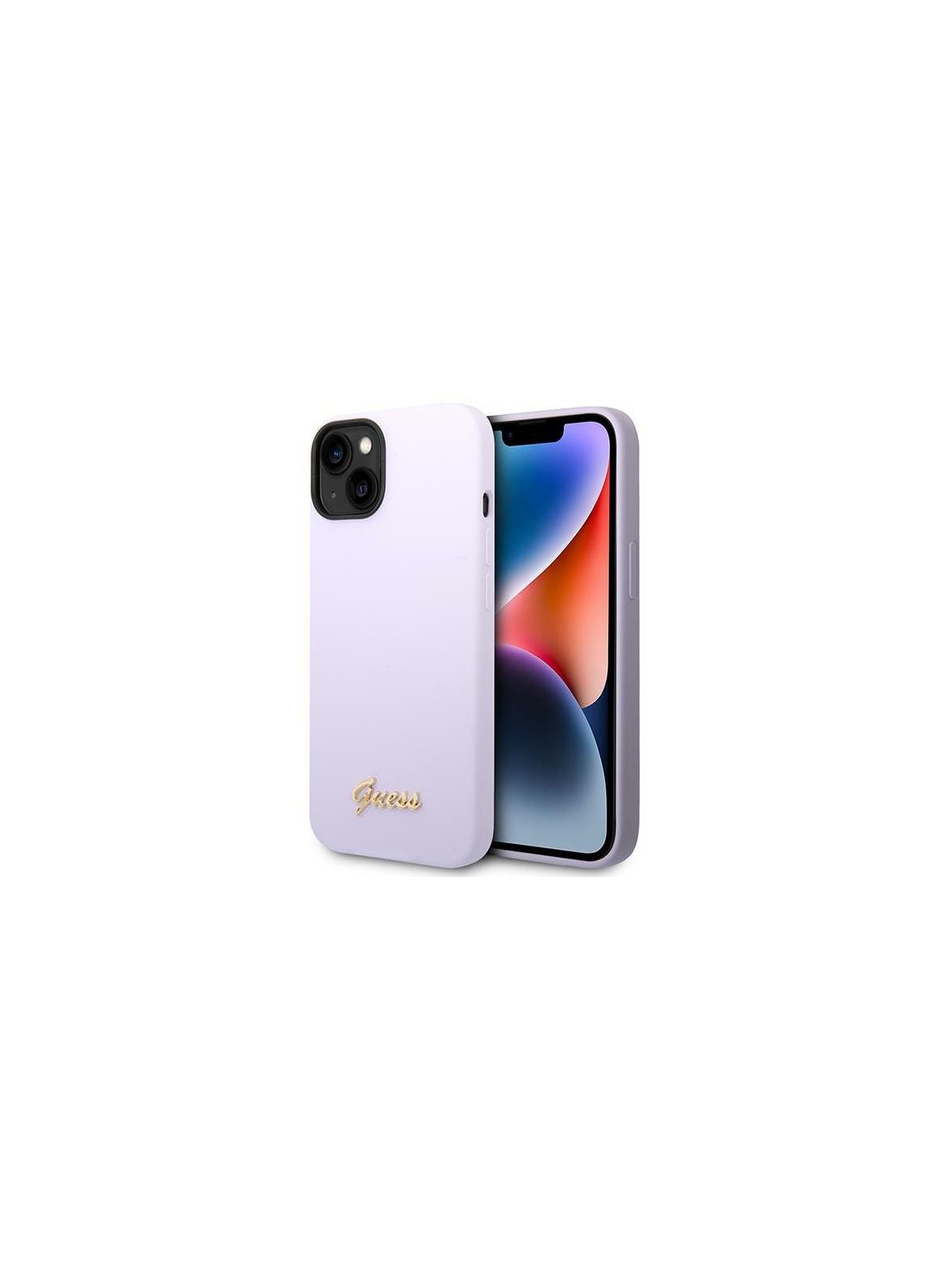 GUESS futerał do IPHONE 13 / 14 / 15 GUHCP14SSLSMU (Silicone Vintage Gold Logo) fioletowy