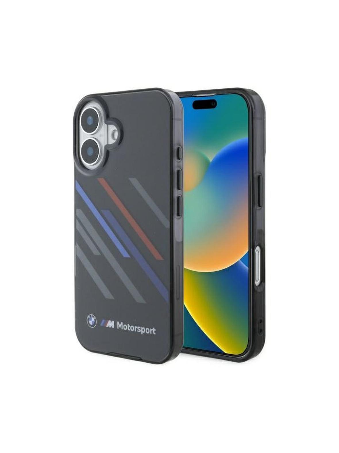 BMW futerał do IPHONE 16 BMHCP16S23HTRAK (Motorsport IML Random Stripes) black