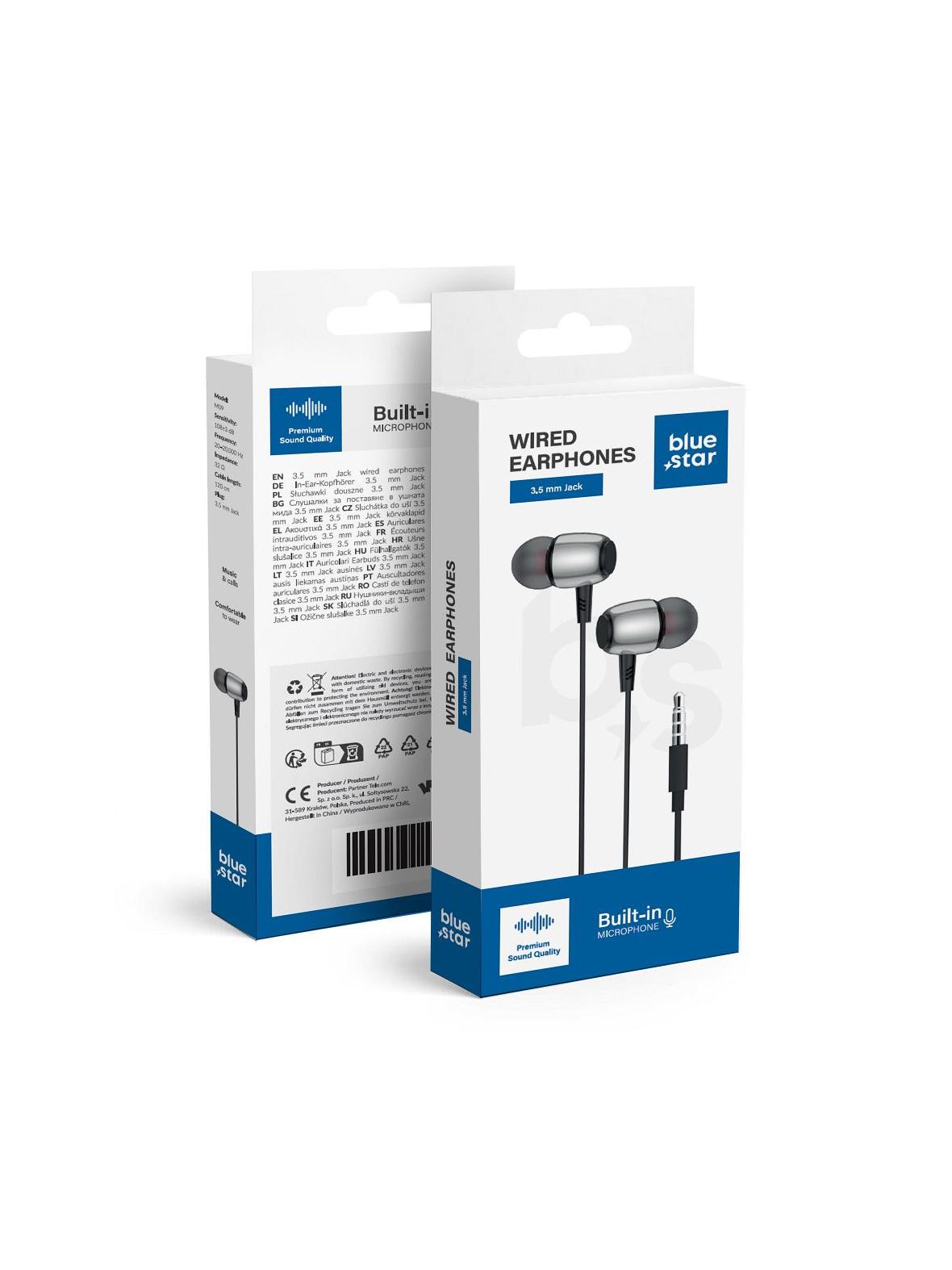 Słuchawki przewodowe douszne Jack 3,5 mm Blue Star M09 1,2 m czarne