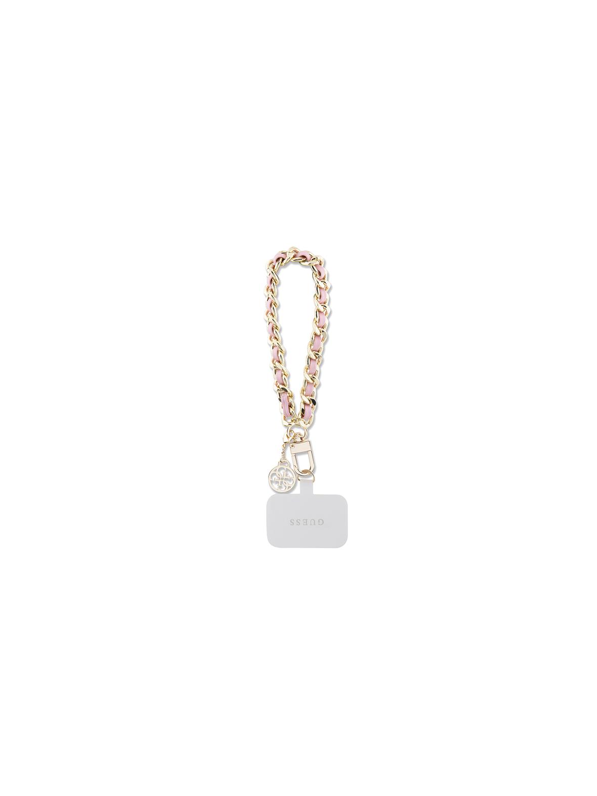 GUESS hand strap GUOUCHSAMC4P (Saffiano Chain Strap 4G Charm) różowy