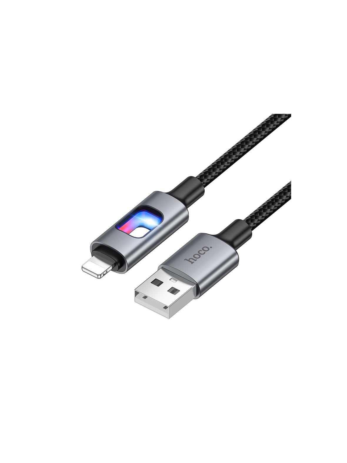 Kabel USB z diodami LED USB A do Lightning Hoco 2,4A 1,2 m U144 czarny