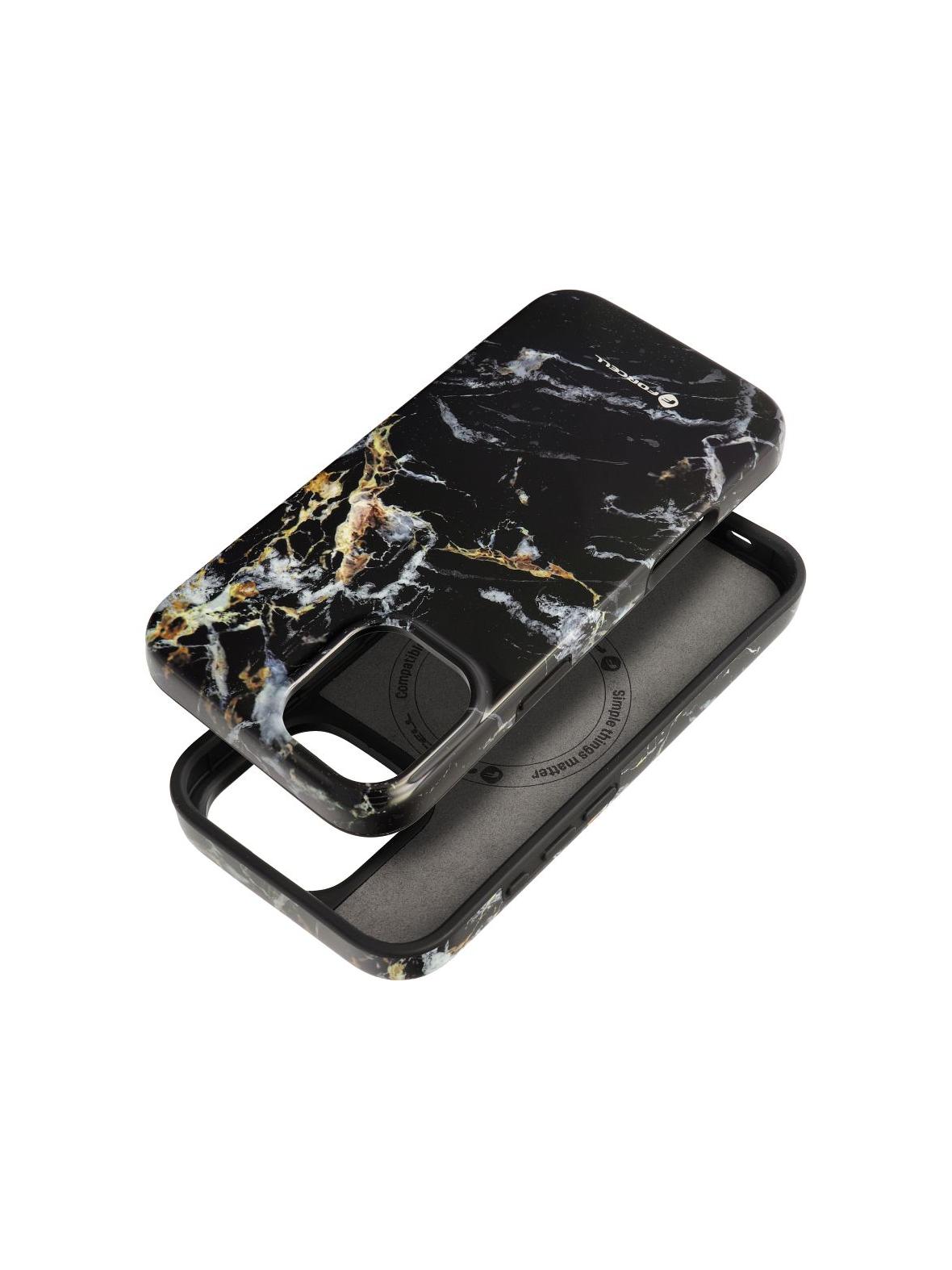Etui na iPhone 16 PLUS Forcell F-Protect Mirage zgodny z MagSafe Military Drop-Test black marble