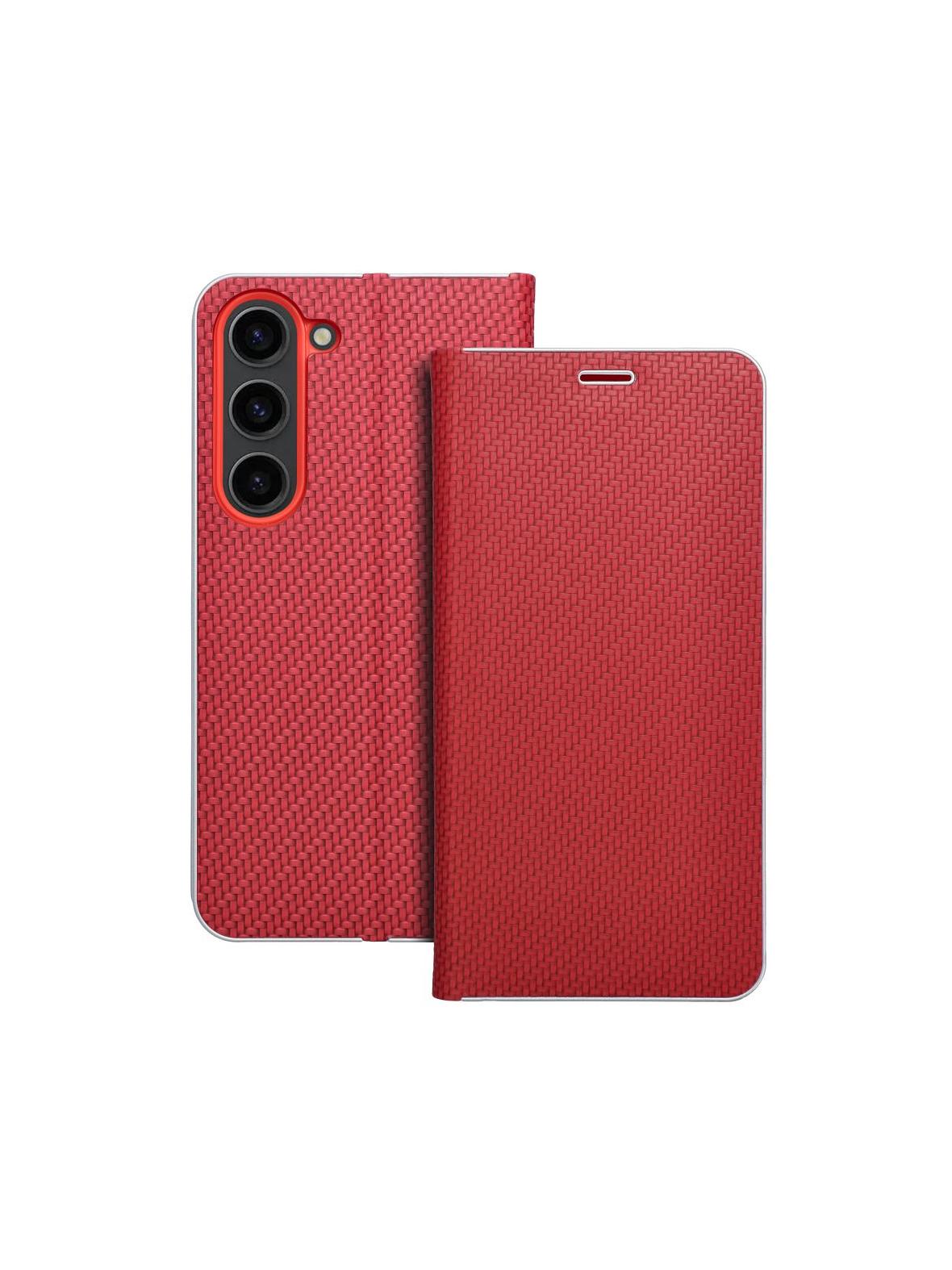 Kabura LUNA Book Carbon do SAMSUNG S23 czerwony