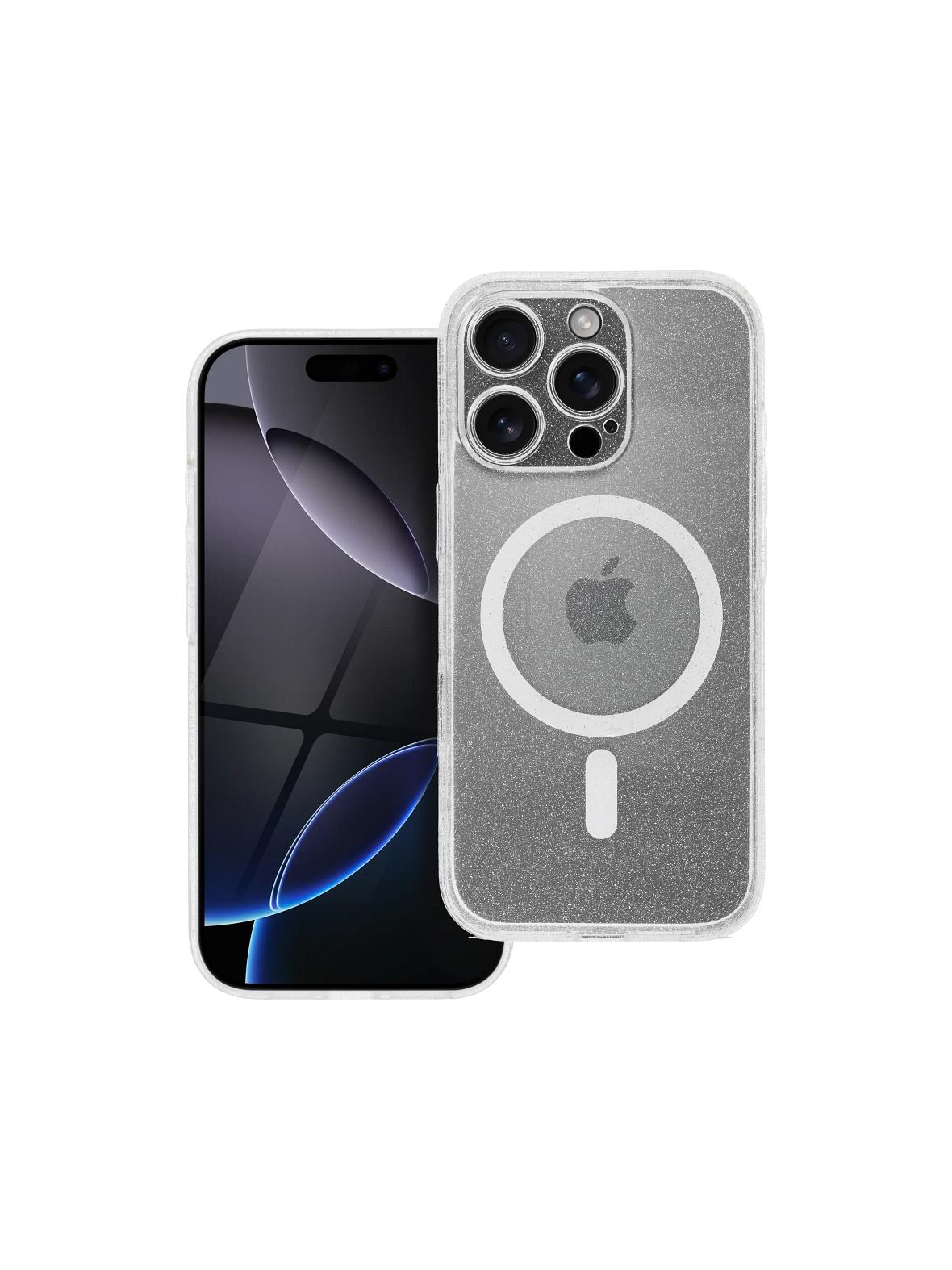 Futerał CLEAR MAG COVER z ochroną aparatu kompatybilny z MagSafe do IPHONE 16 Plus transparent glitter