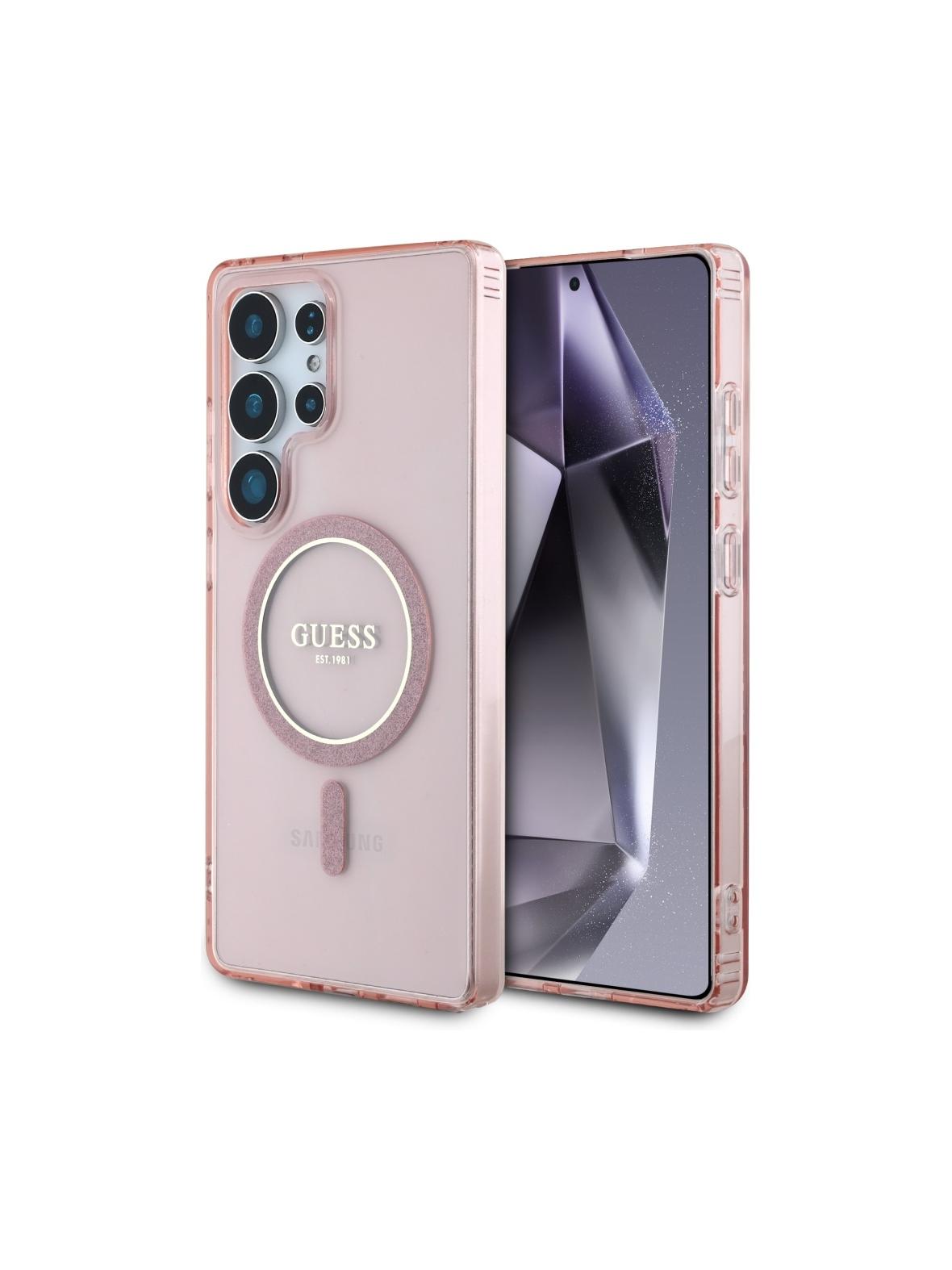 GUESS futerał do SAMSUNG S25 Ultra GUHMS25LHFGEREP (Magnetic IML Glitter Circle) różowy
