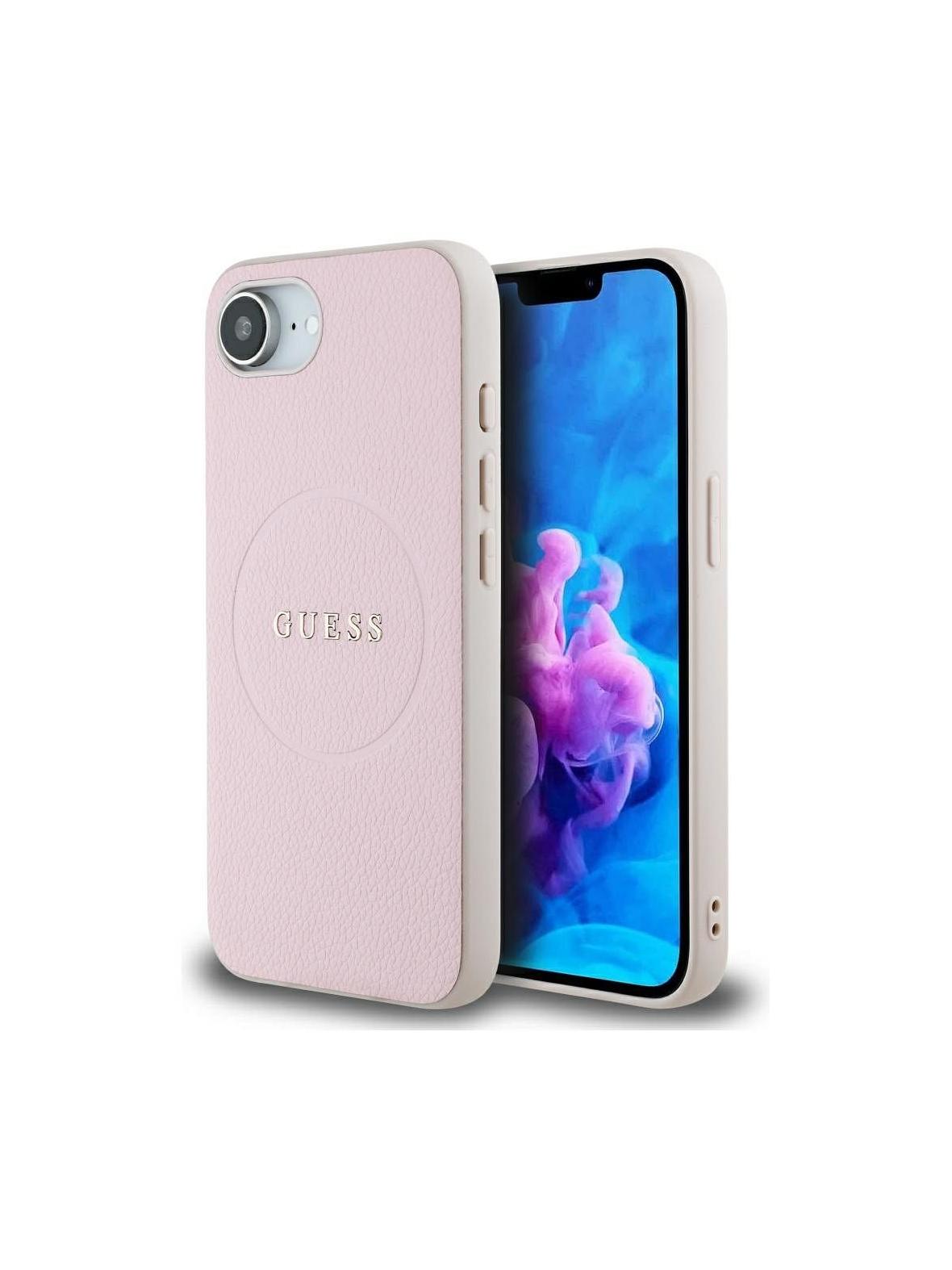 GUESS futerał do IPHONE 16e (SE 4 2025) kompatybilny z MagSafe GUHMPSE4PGHSMMP (PU Grained Gold Ring) różowy