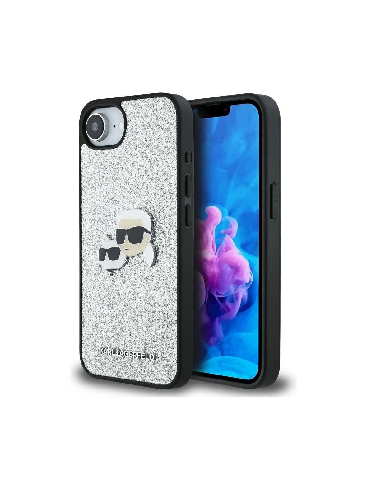 KARL LAGERFELD futerał do IPHONE 16e (SE 4 2025) KLHCPSE4PFGKCPS (Fixed Glitter W/ Ikonik Metal Pin) srebrny