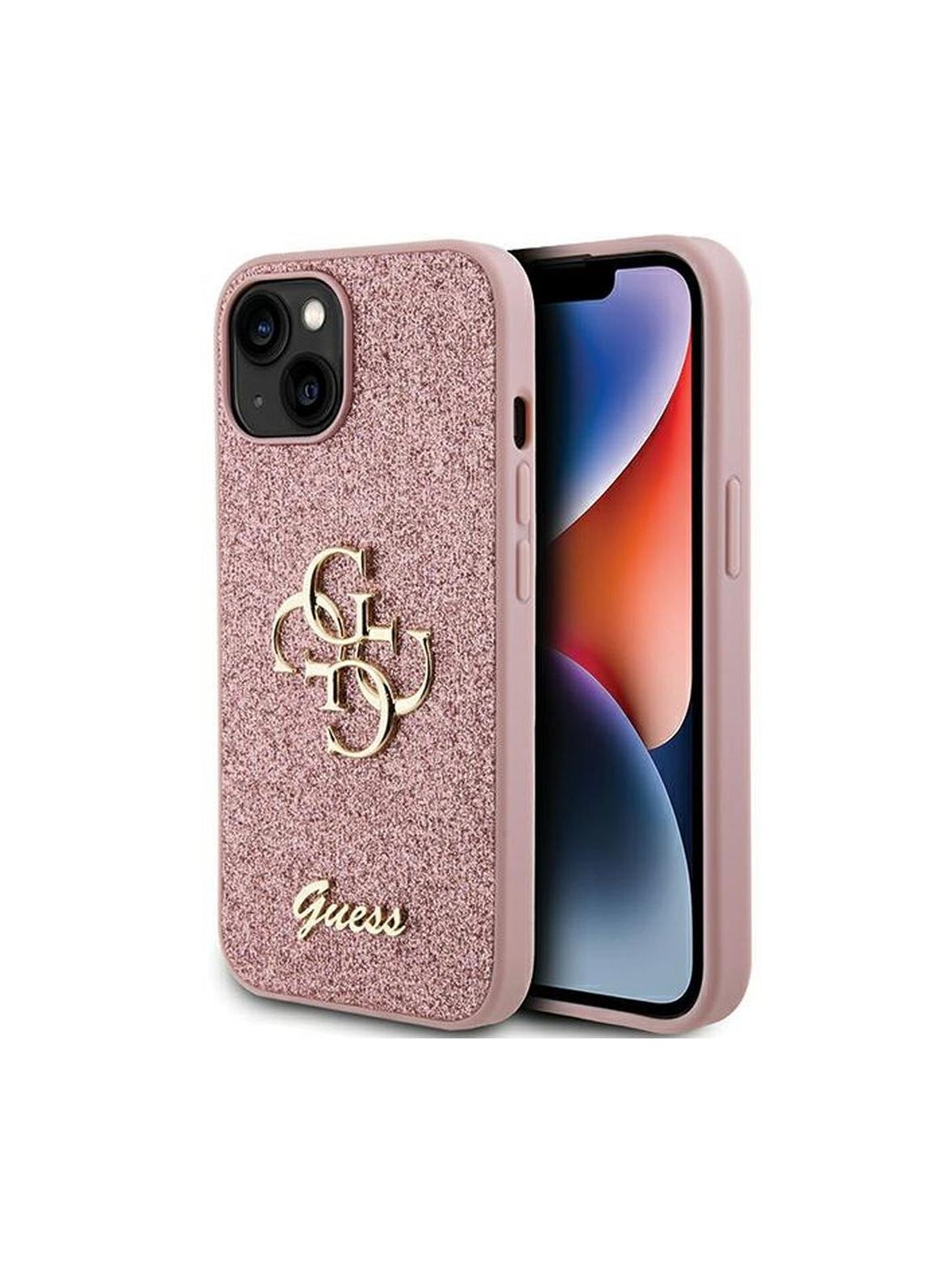 GUESS futerał do IPHONE 15 GUHCP15SHG4SGP (Fixed Glitter Big 4G) różowy