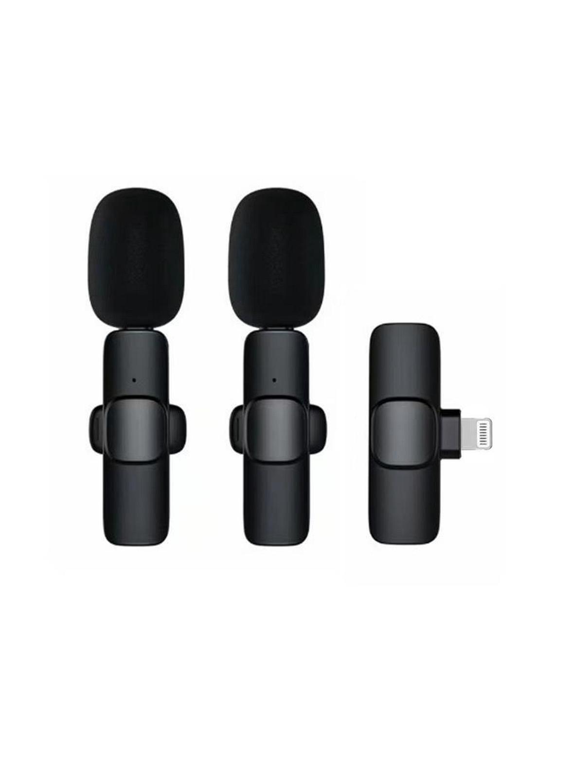 Mikrofon krawatowy bezprzewodowy Lightning podwójny (2 w zestawie) K1 czarny