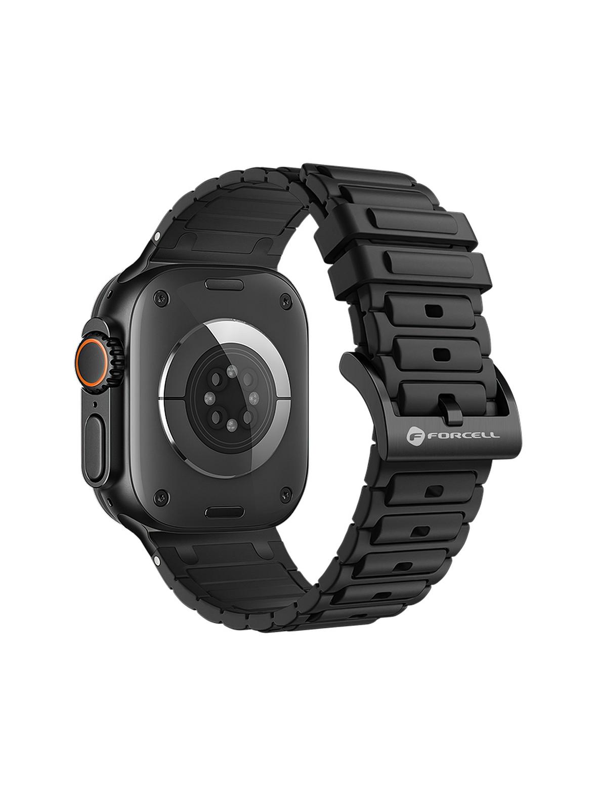 Pasek do Apple Watch Forcell F-Design FA06 dziurki silikon 42 / 44 / 45 / 49 mm czarny