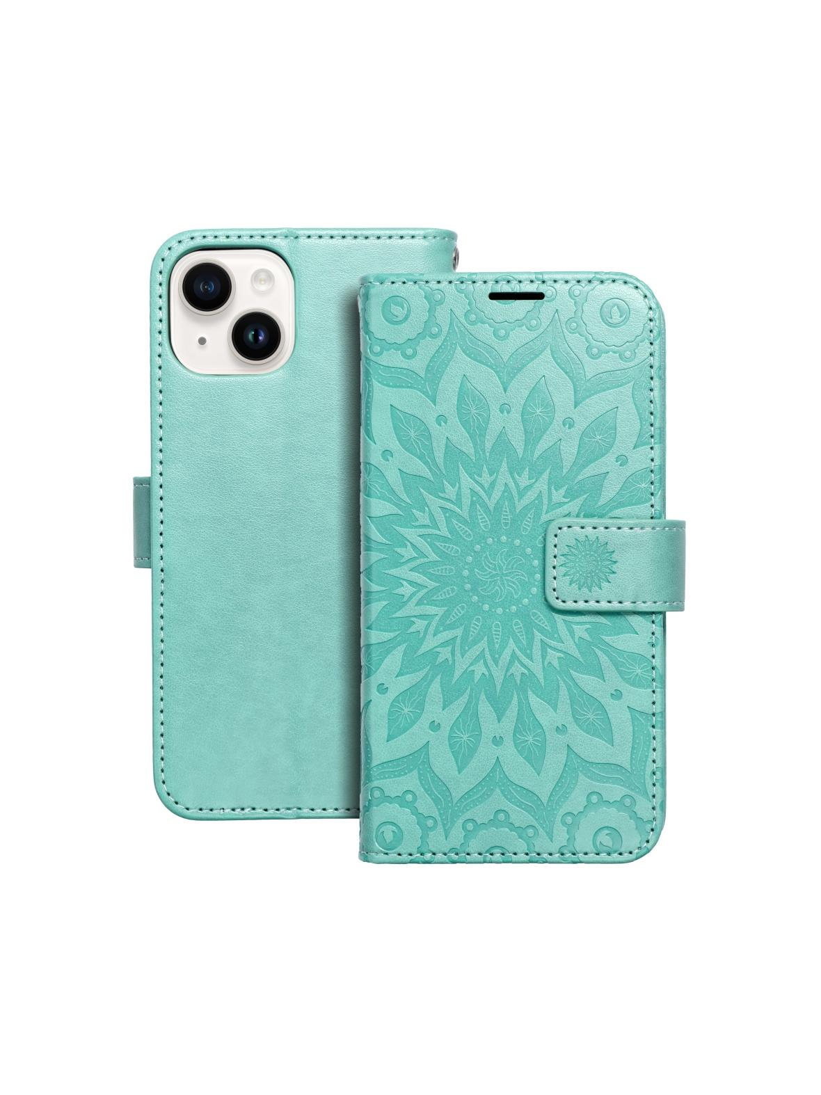 Kabura MEZZO Book do IPHONE 14 mandala zielony
