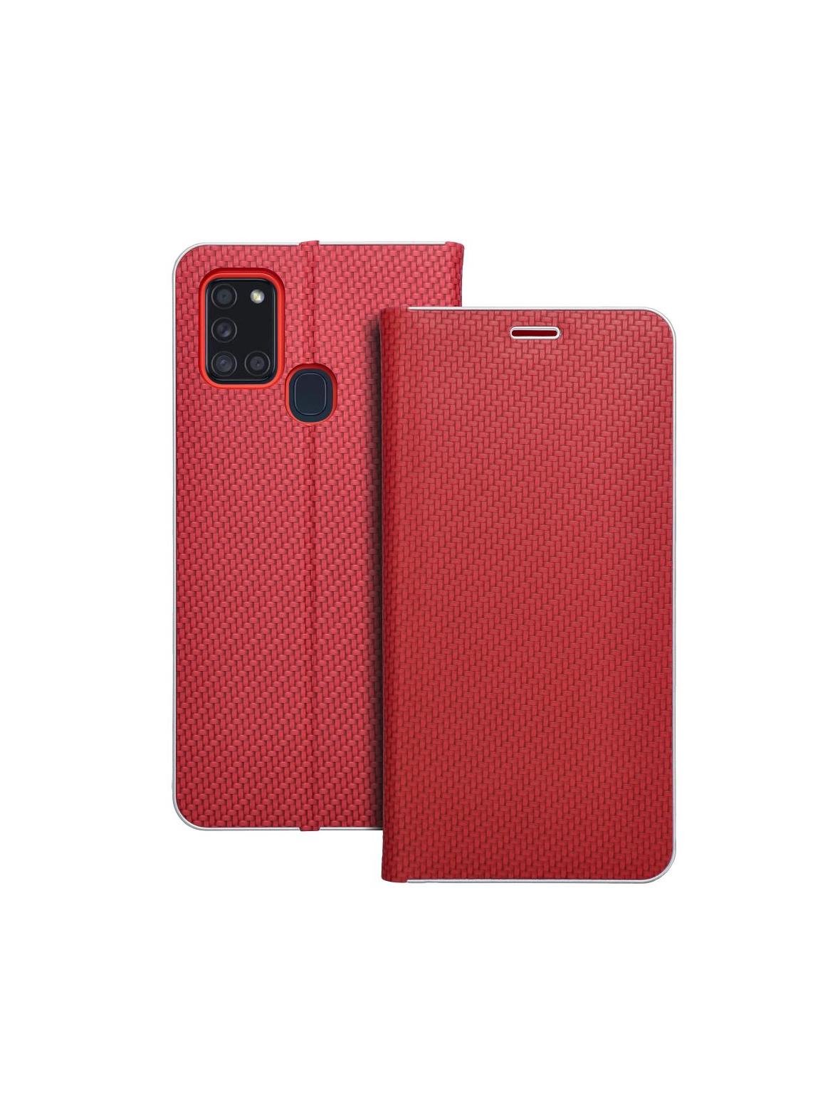 Kabura LUNA Book Carbon do SAMSUNG A21s czerwony