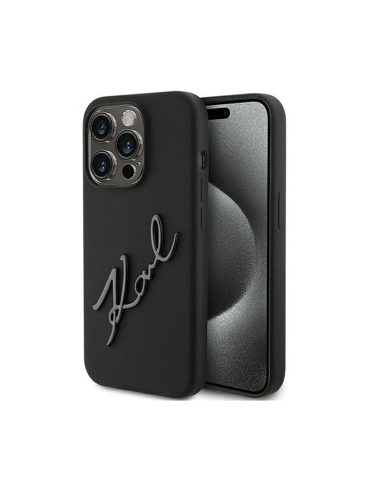 KARL LAGERFELD futerał do IPHONE 15 Pro Max KLHCP15XSKSBMCK (Silicone Karl Script Logo) czarny